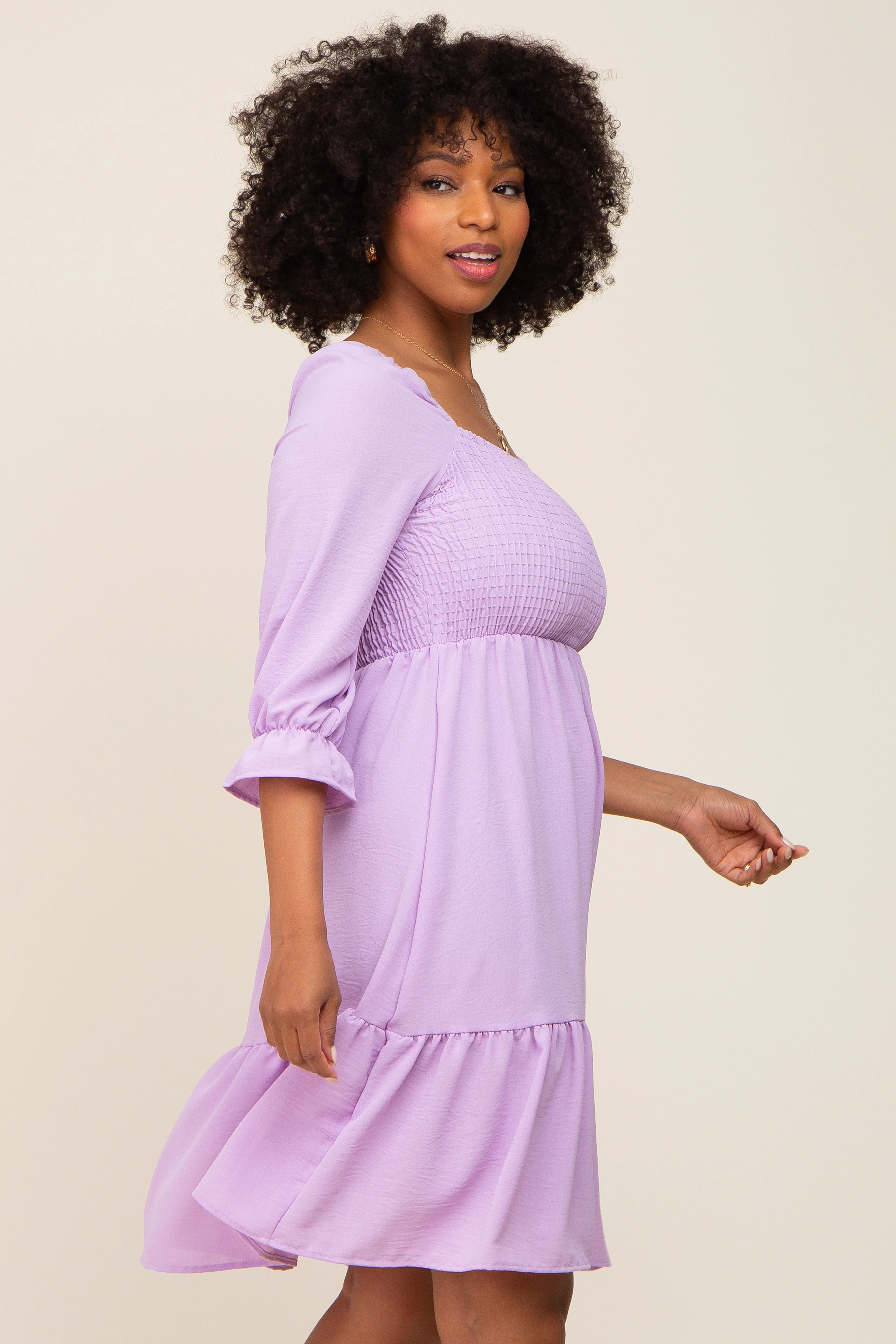 Lavender Smocked Ruffle Dress - Image 2