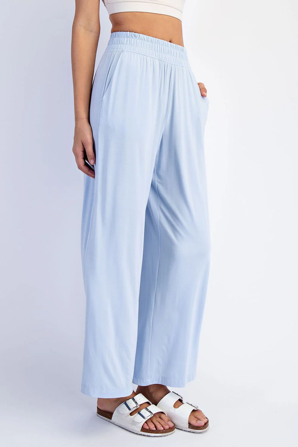 Light Blue Ankle Wide Leg Pants - Image 4