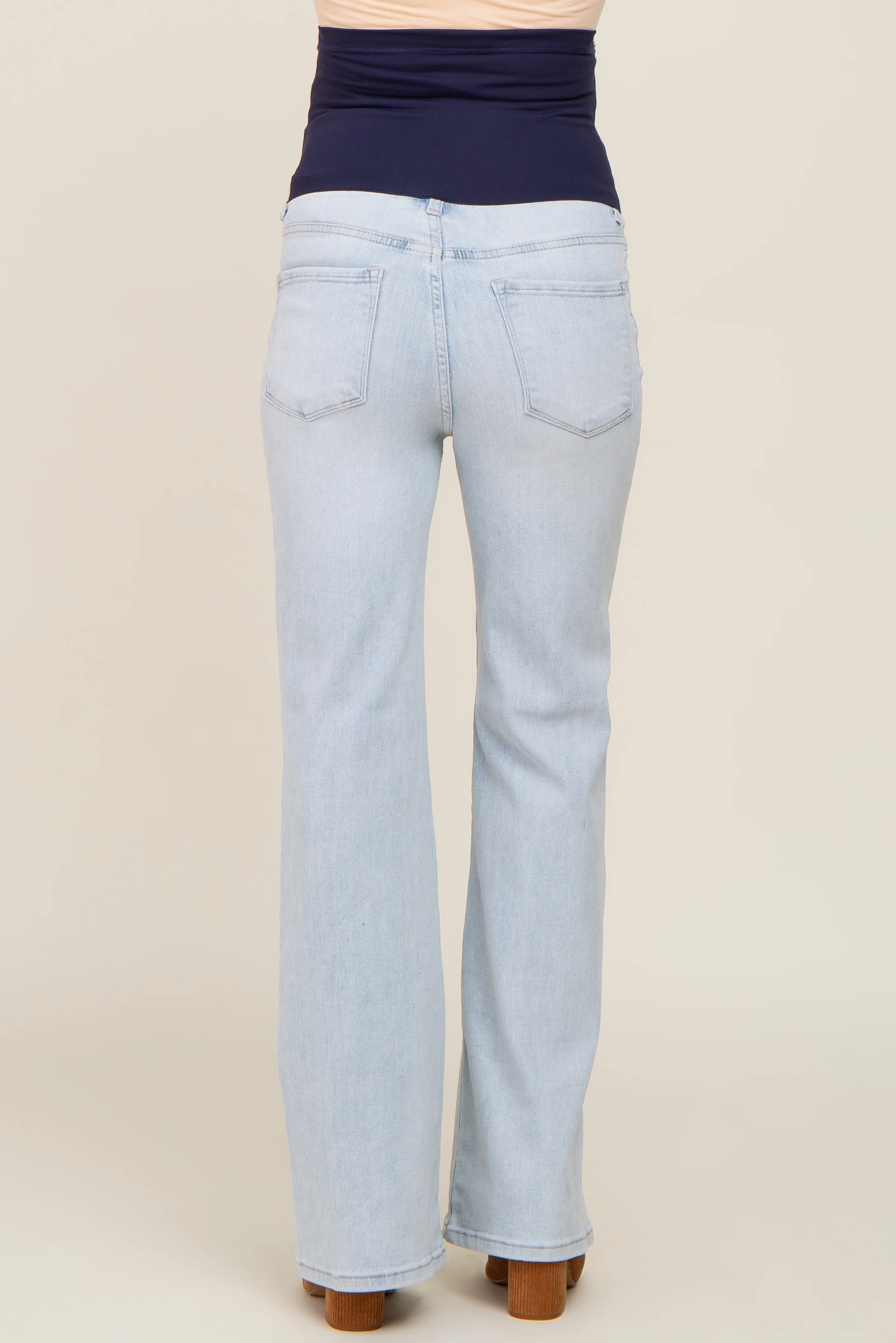 Light Blue Basic Maternity Wide Leg Jeans - Image 4