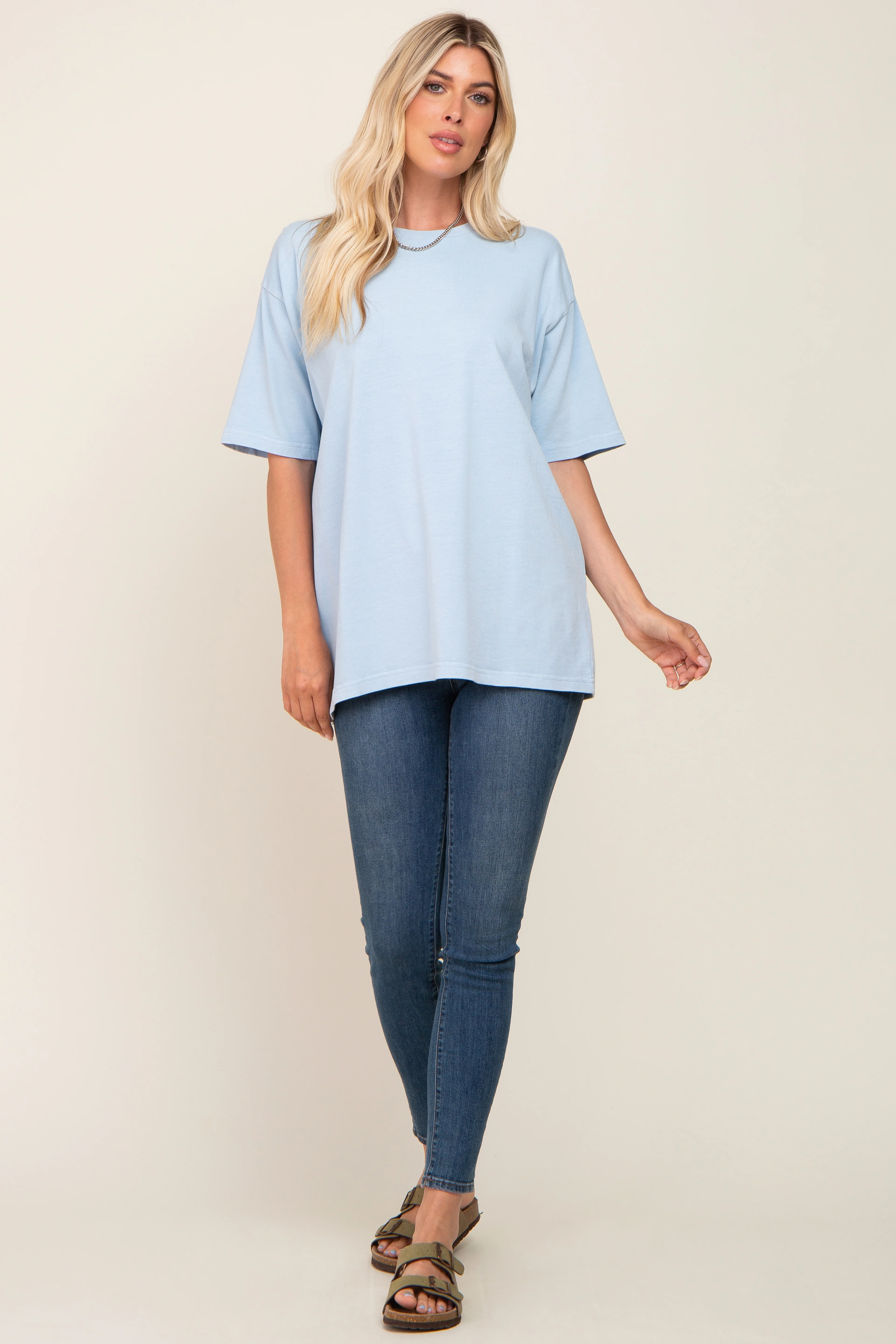 Light Blue Basic Oversized T-Shirt - Image 4