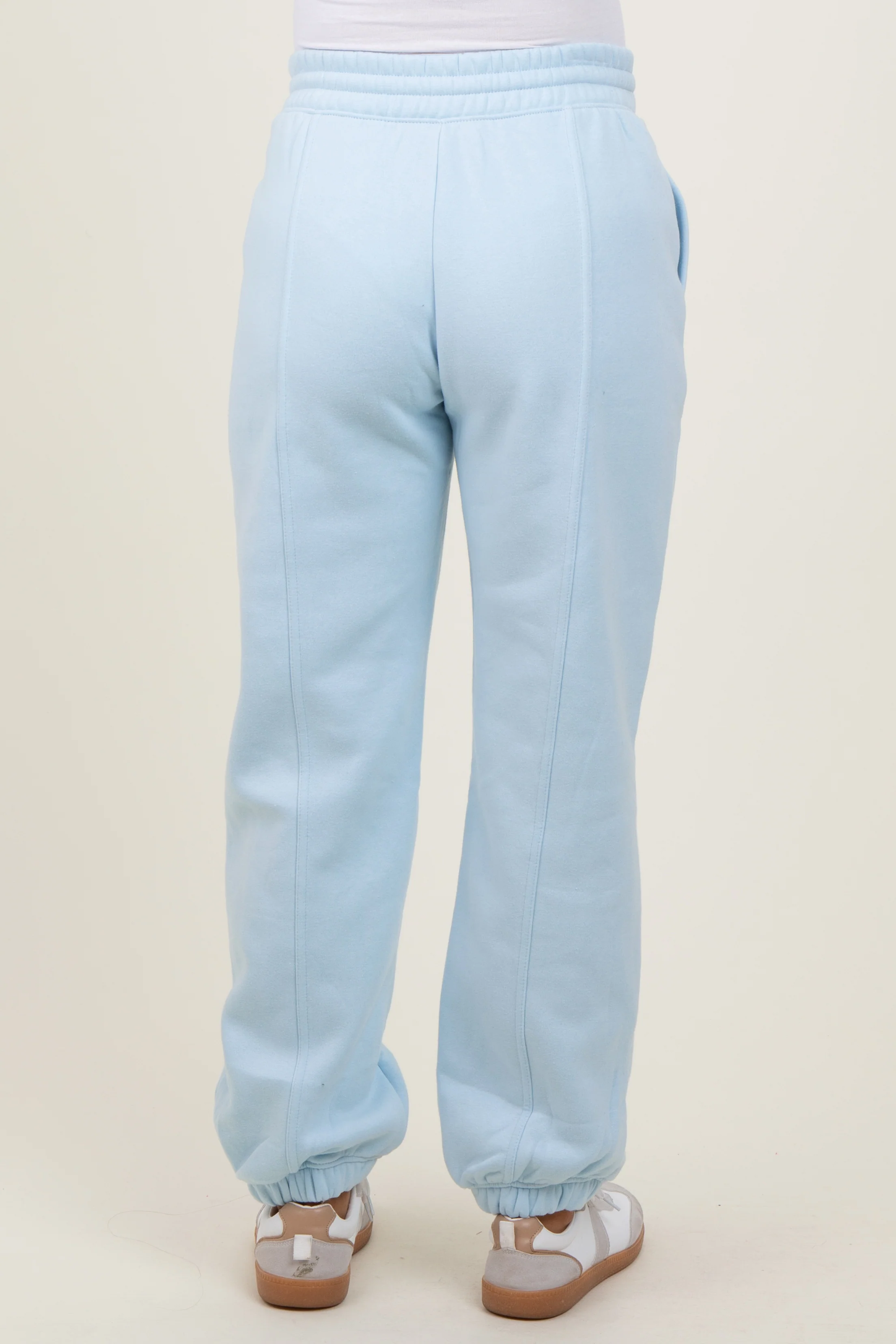 Light Blue Drawstring Relaxed Fit Maternity Sweatpants - Image 5