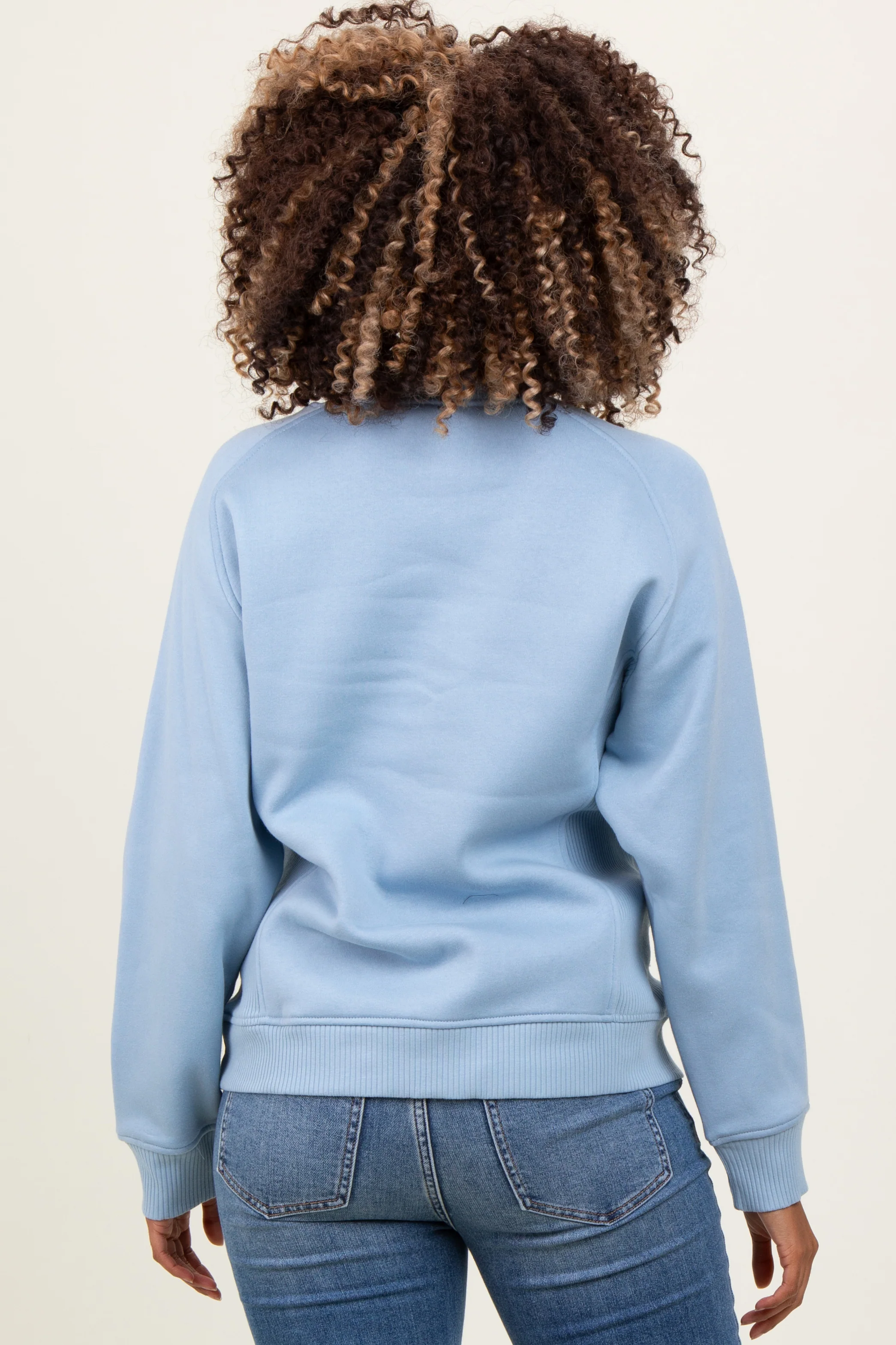 Light Blue Fleece Maternity Sweatshirt - Image 3