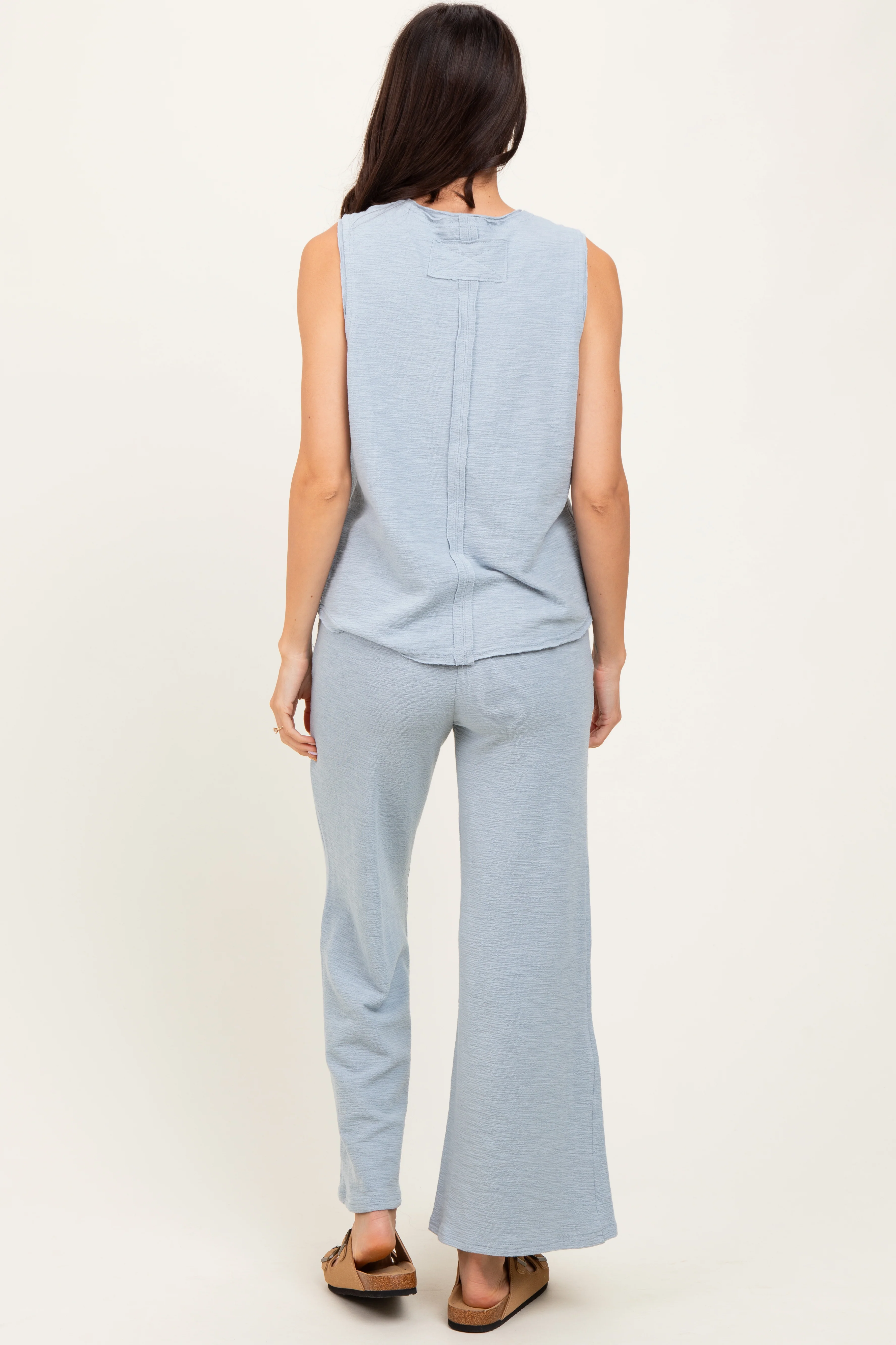 Light Blue Slub Knit Pants Set - Image 4
