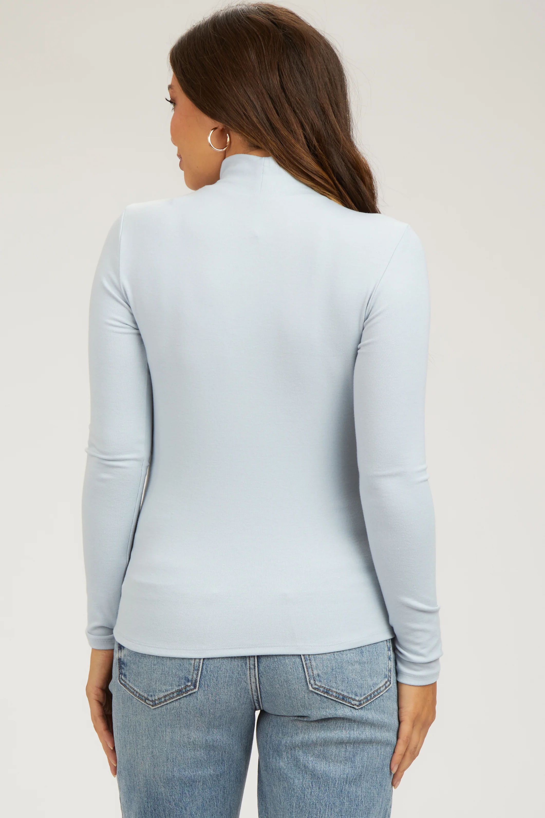 Light Blue Soft Turtle Neck Maternity Top - Image 3