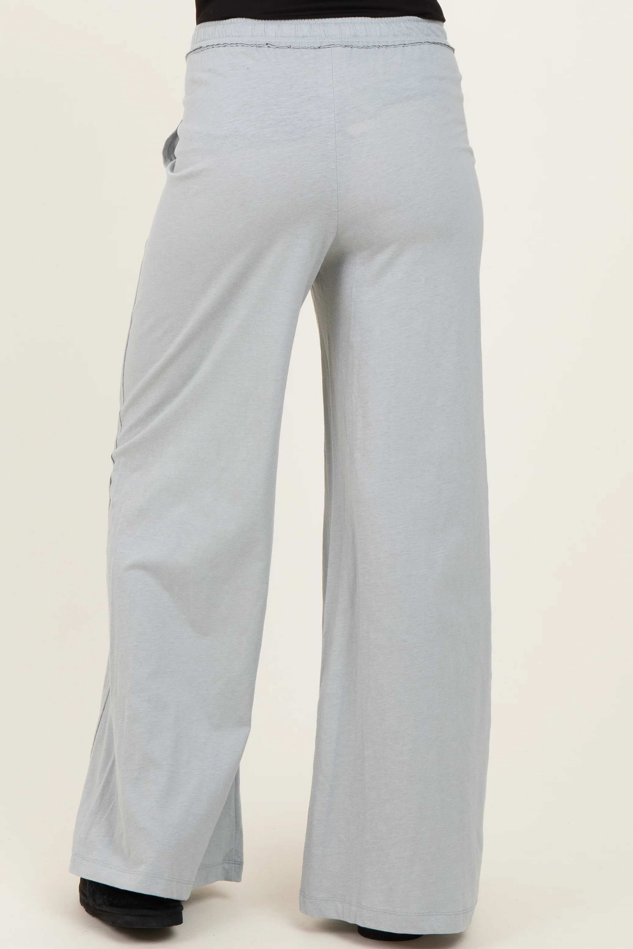 Light Grey Drawstring Wide Leg Maternity Lounge Pant - Image 4
