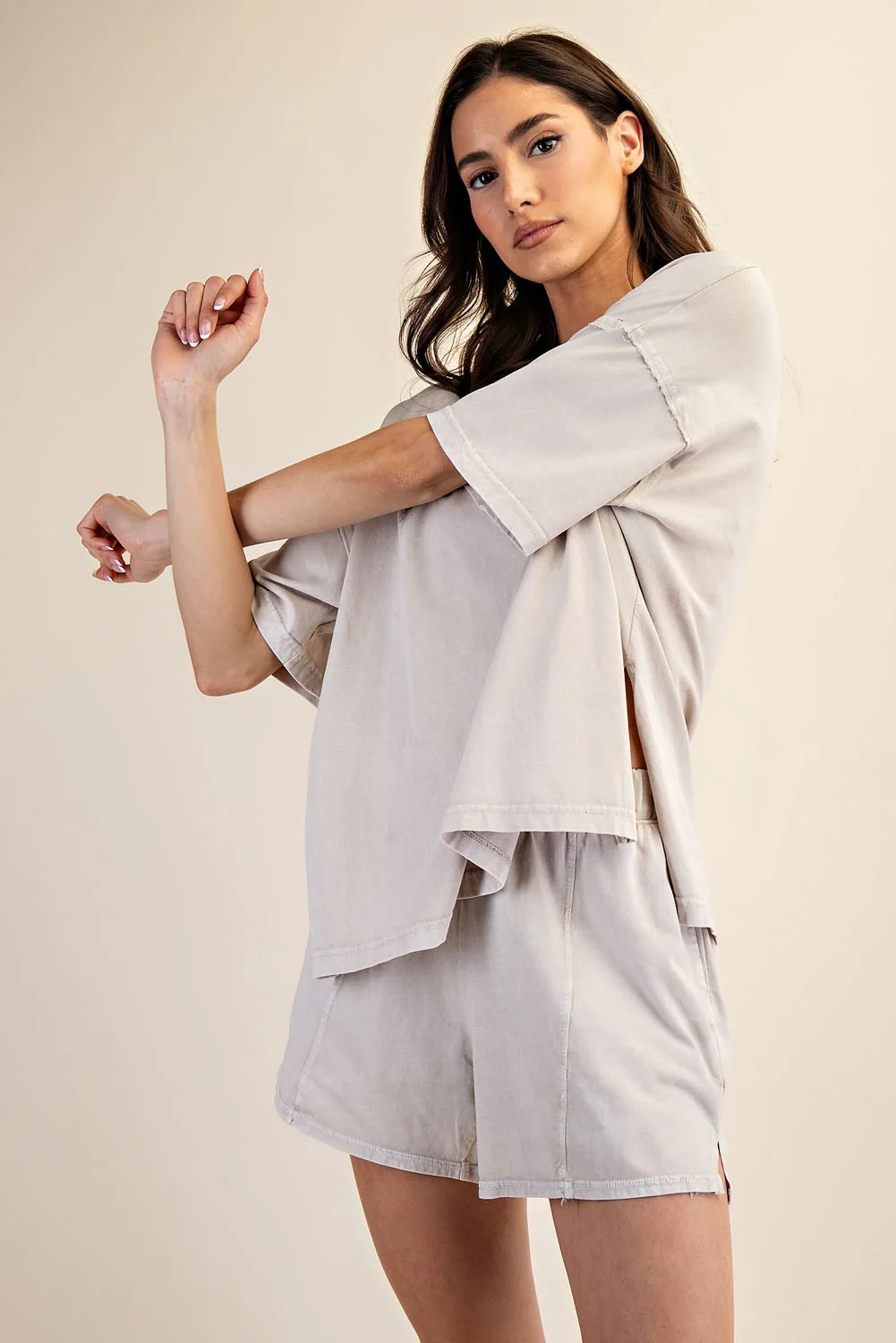 Light Grey Washed Oversized Boxy Tee - Image 3
