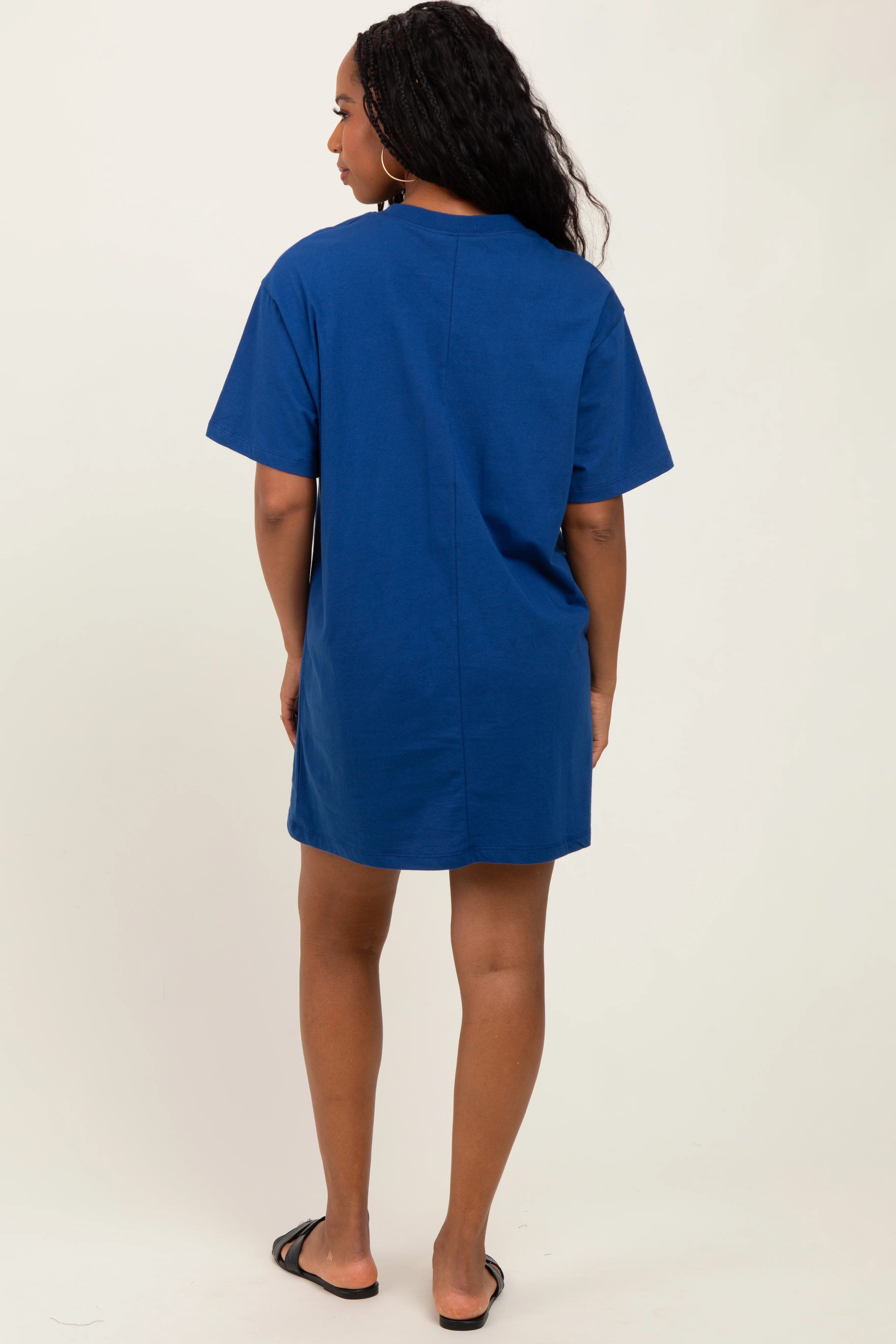Light Navy Crewneck Short Sleeve T-Shirt Dress - Image 4