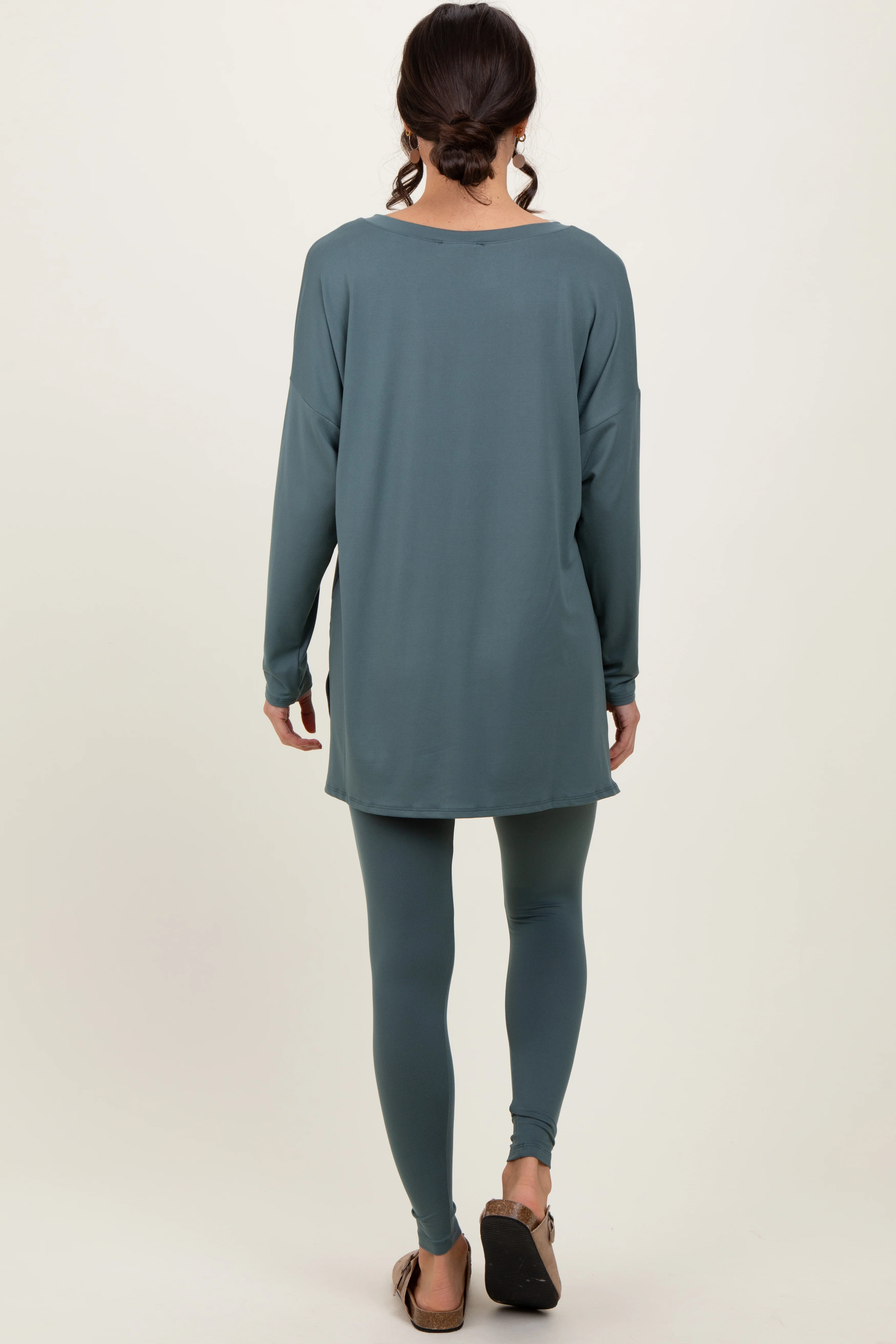Light Olive Brushed Knit Oversized Top and Legging Set - Image 4