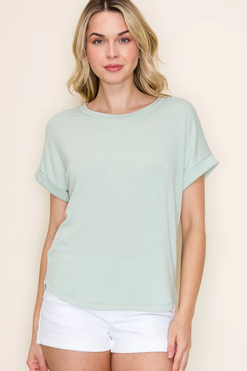 Light Olive French Terry Maternity Top - Image 4