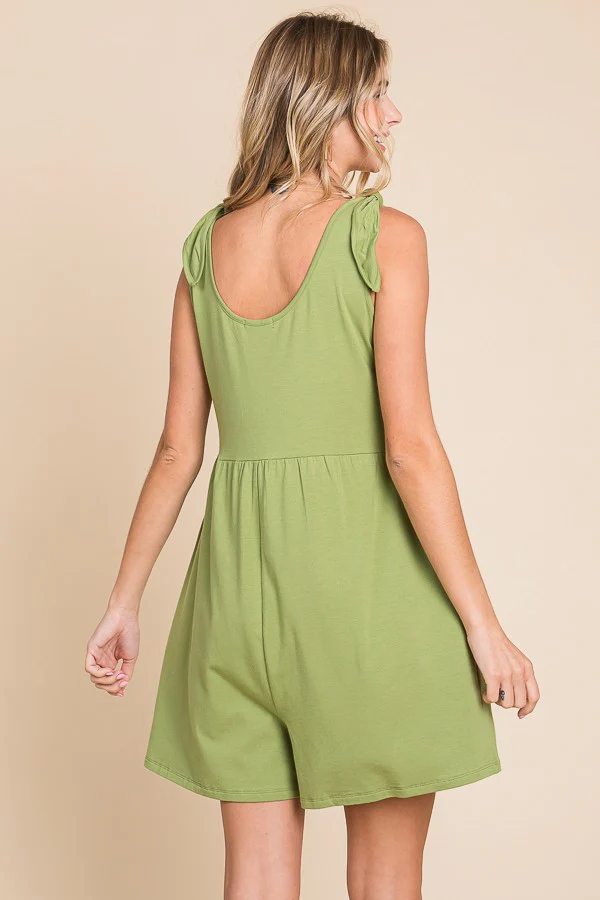 Light Olive Knot Strap Romper - Image 3