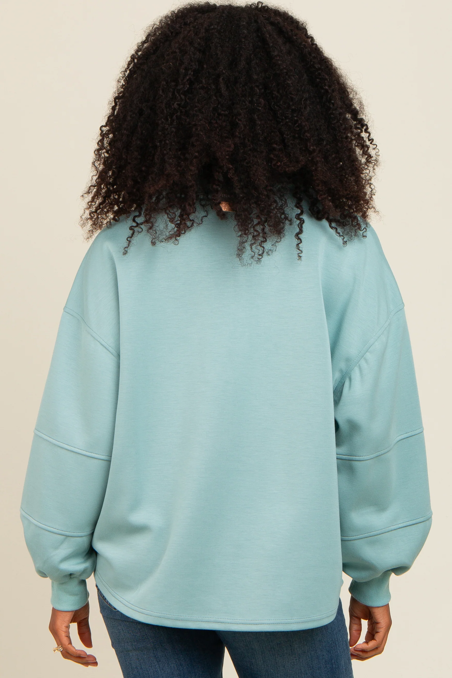 Light Olive Snap Collar Oversized Pullover - Image 4