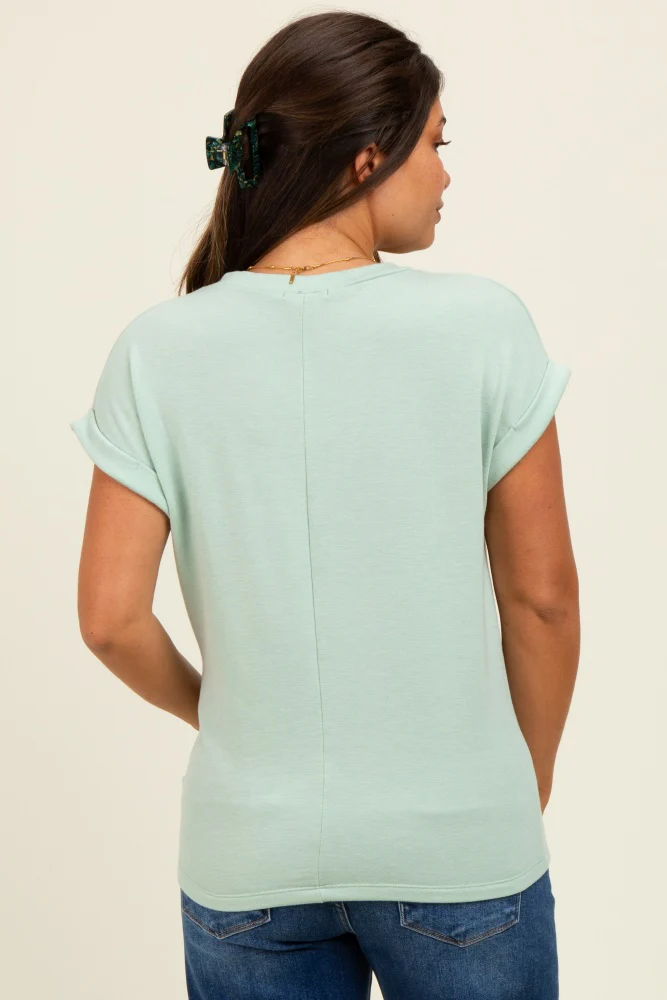 Light Olive Terry Short Sleeve Maternity Top - Image 4