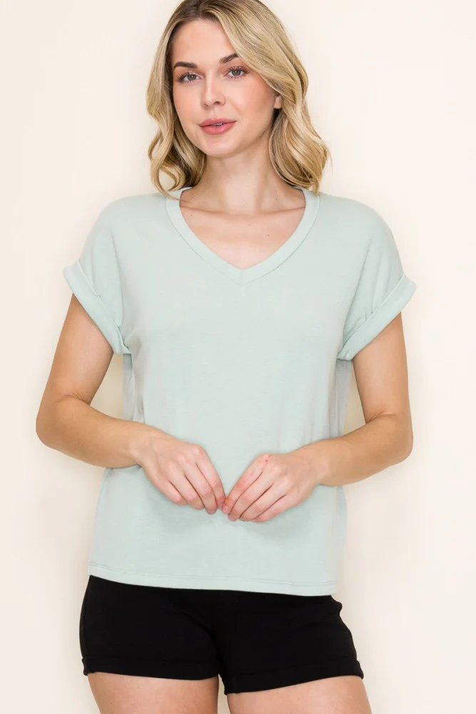 Light Olive Terry Short Sleeve Maternity Top - Image 5