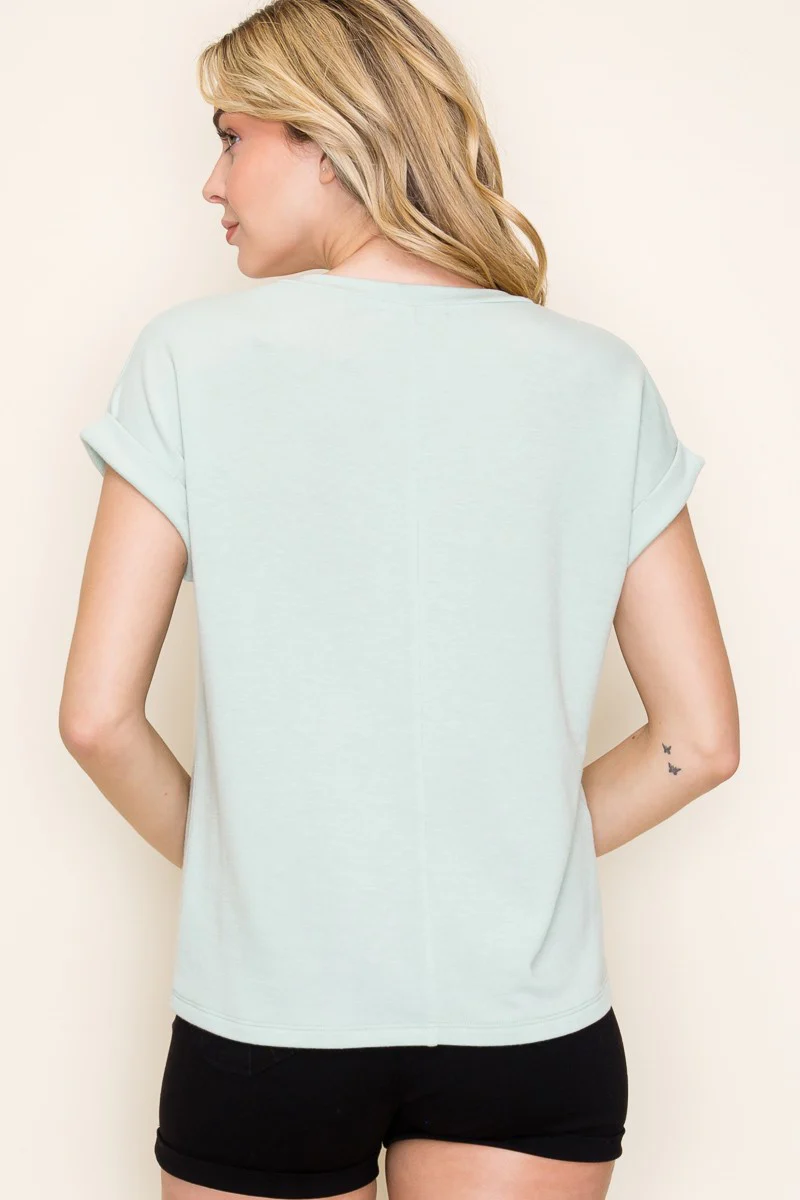 Light Olive Terry Short Sleeve Top - Image 4