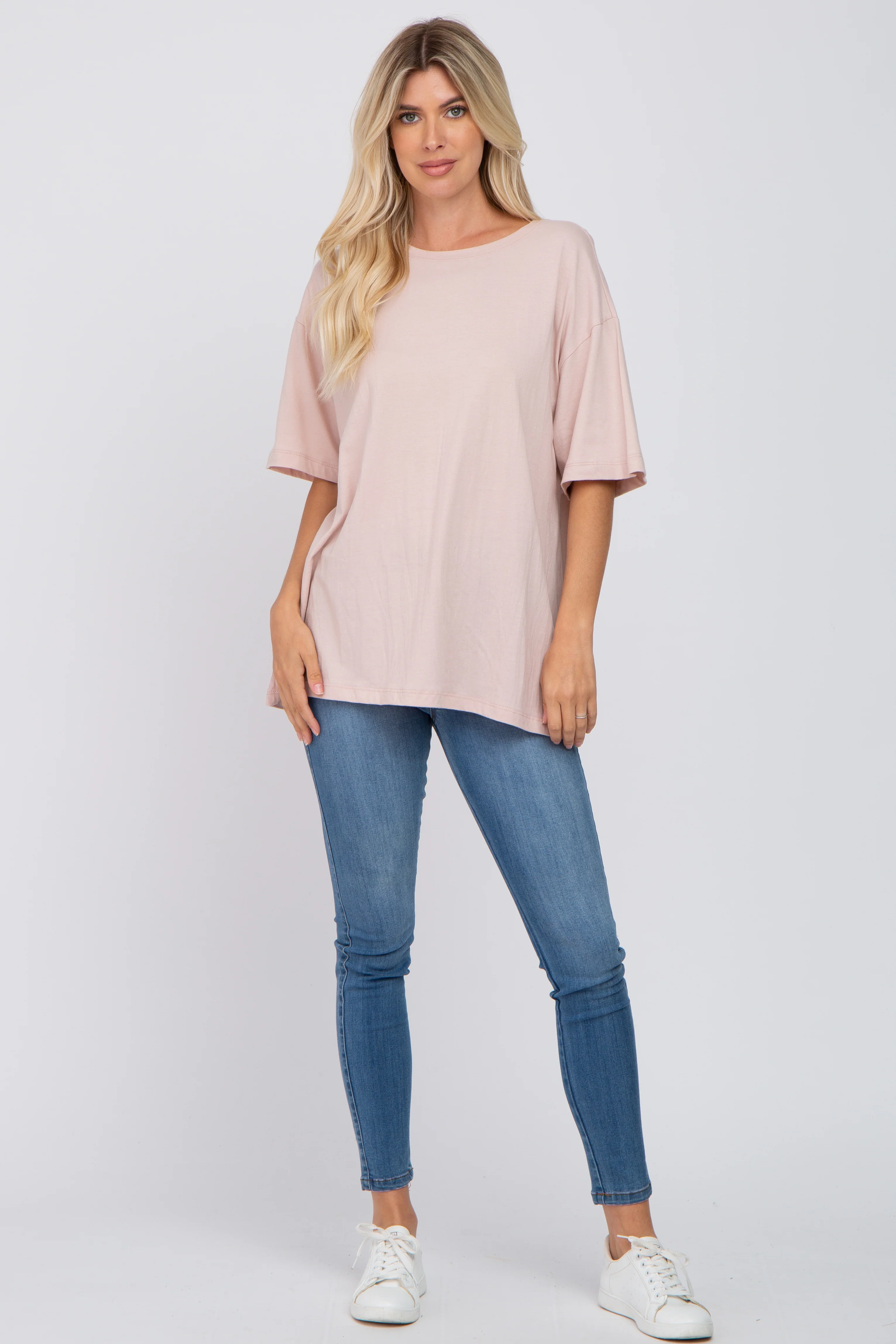 Light Pink Basic Oversized Tee - Image 4