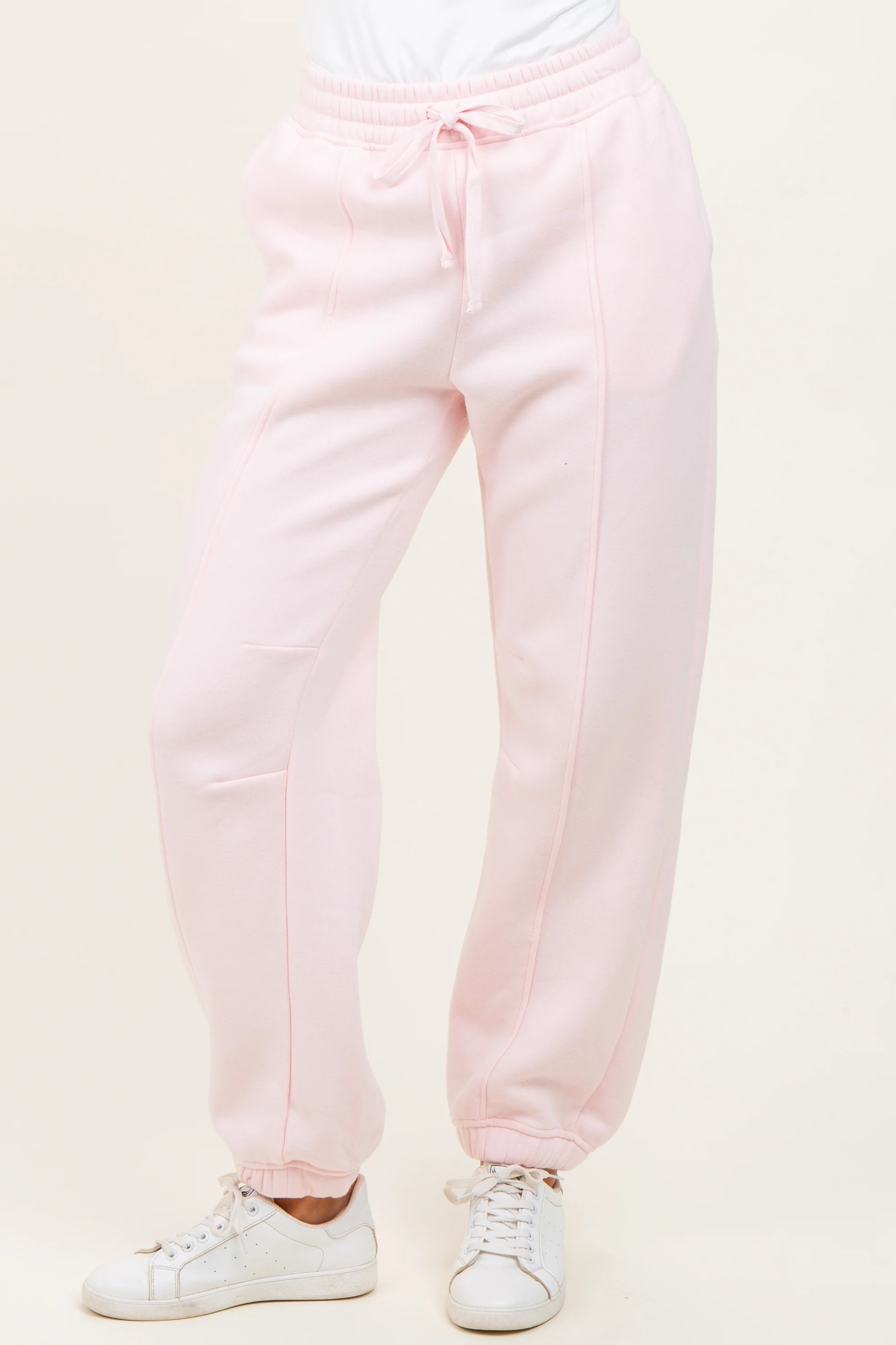Light Pink Drawstring Relaxed Fit Sweatpants - Image 3
