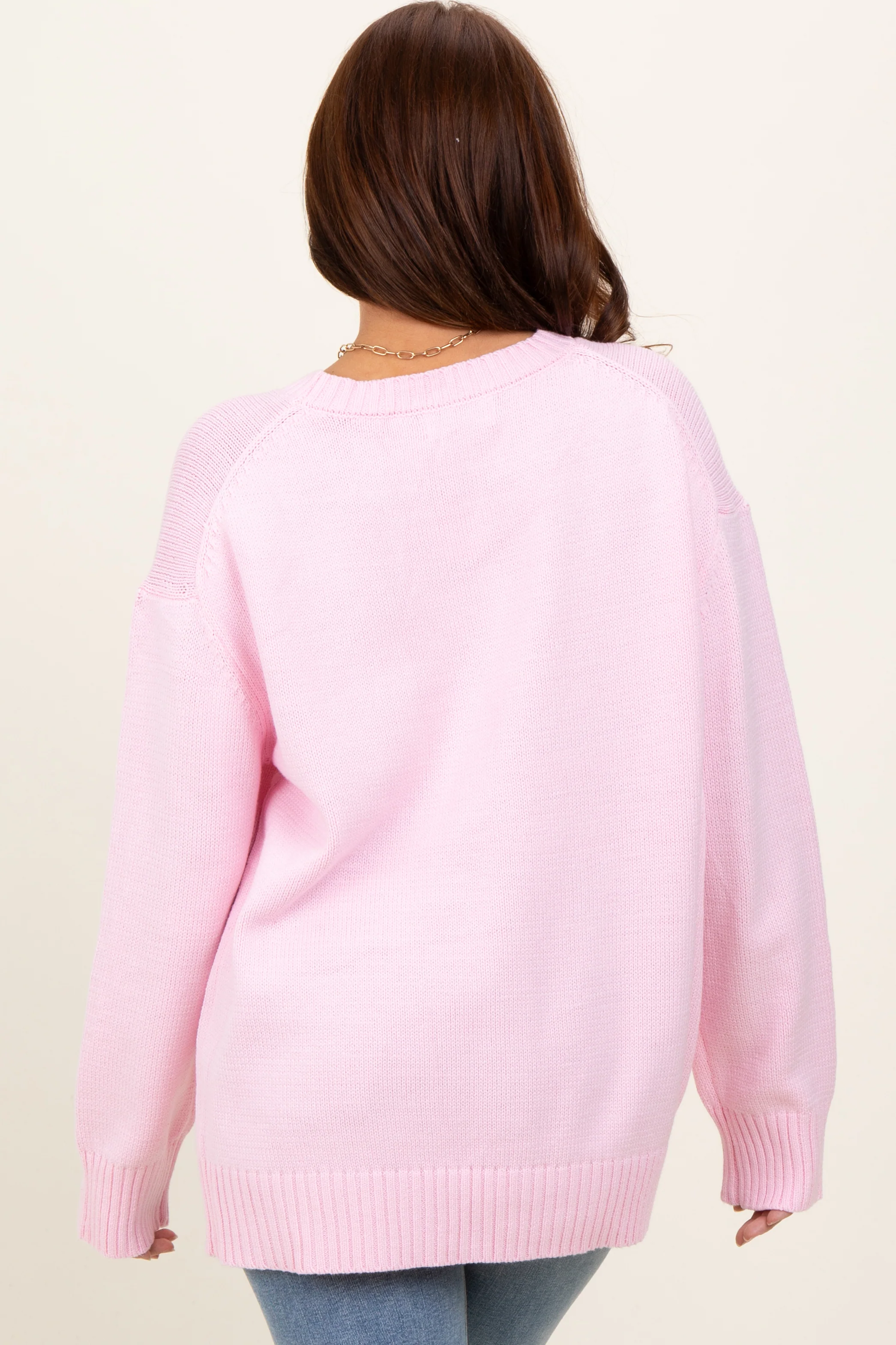 Light Pink Soft Knit Basic Sweater - Image 4