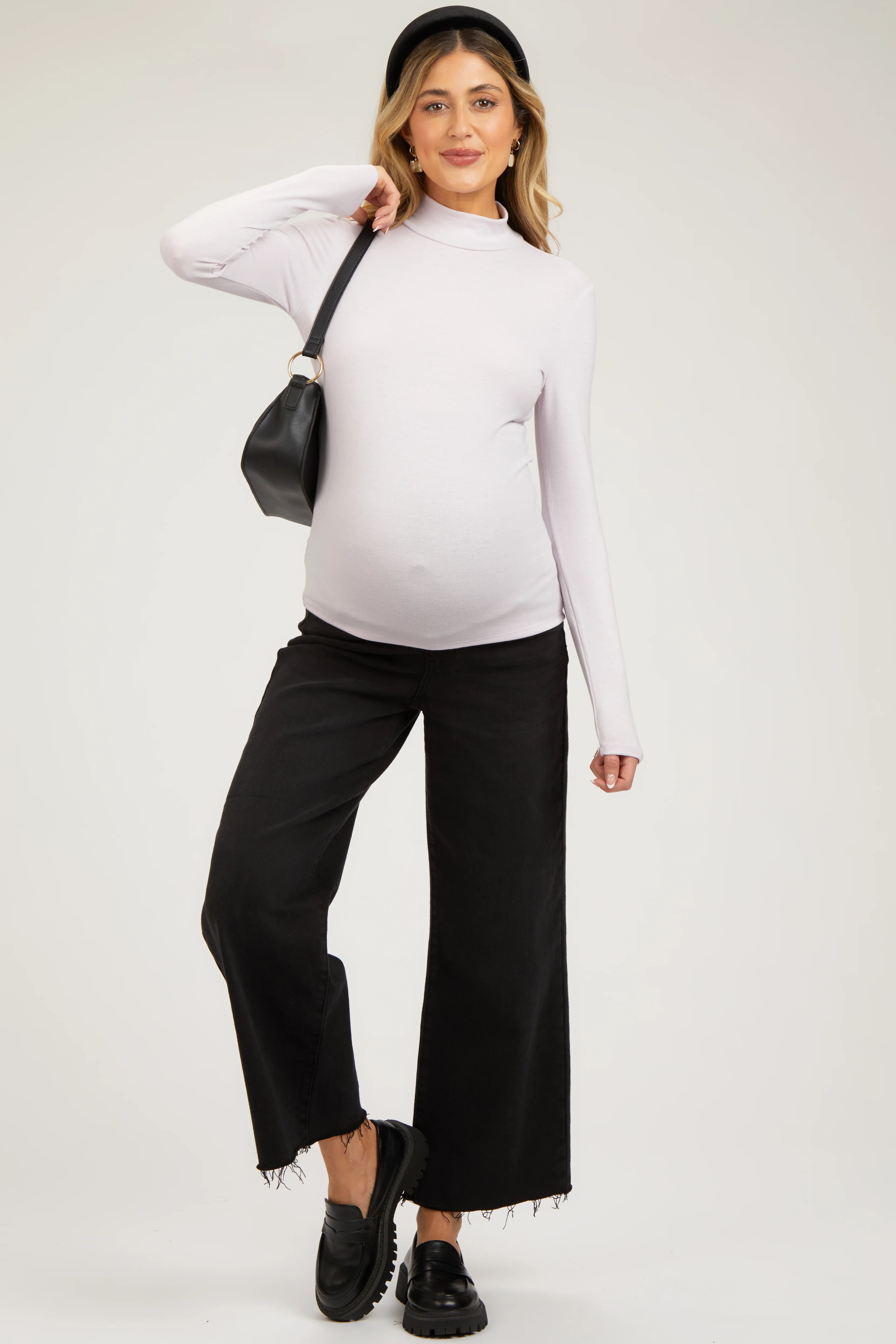 Light Pink Soft Turtle Neck Maternity Top - Image 4