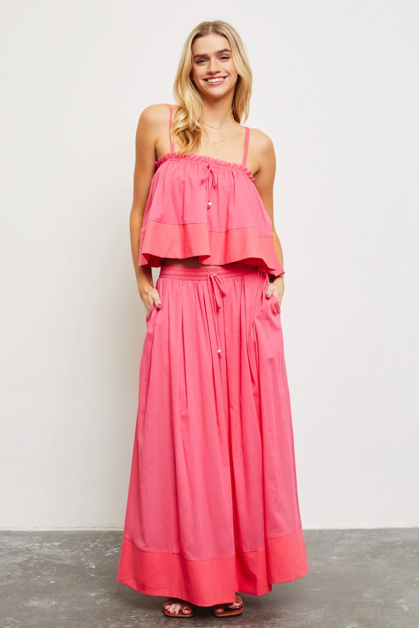 Magenta Colorblock Maternity Maxi Skirt - Image 5