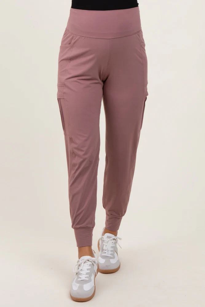 Mauve Cargo Pocket Maternity Jogger - Image 3