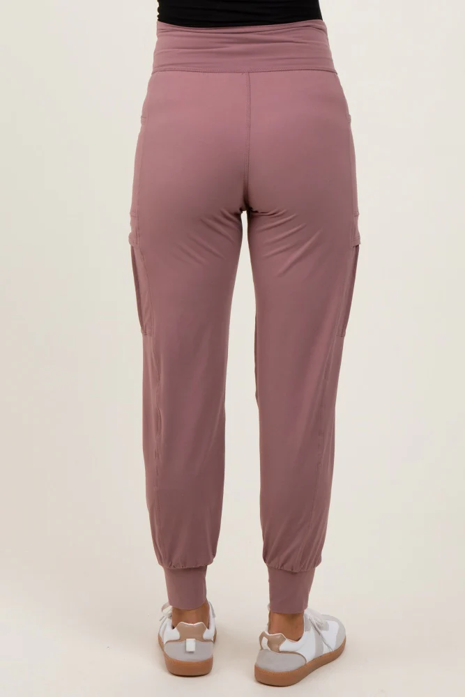 Mauve Cargo Pocket Maternity Jogger - Image 5