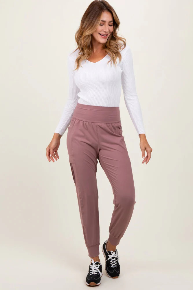 Mauve Cargo Pocket Maternity Jogger - Image 6