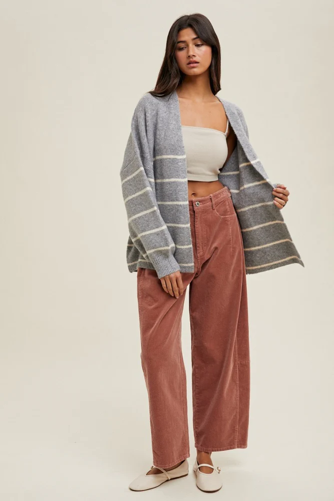 Mauve Corduroy Wide Leg Maternity Pants - Image 5
