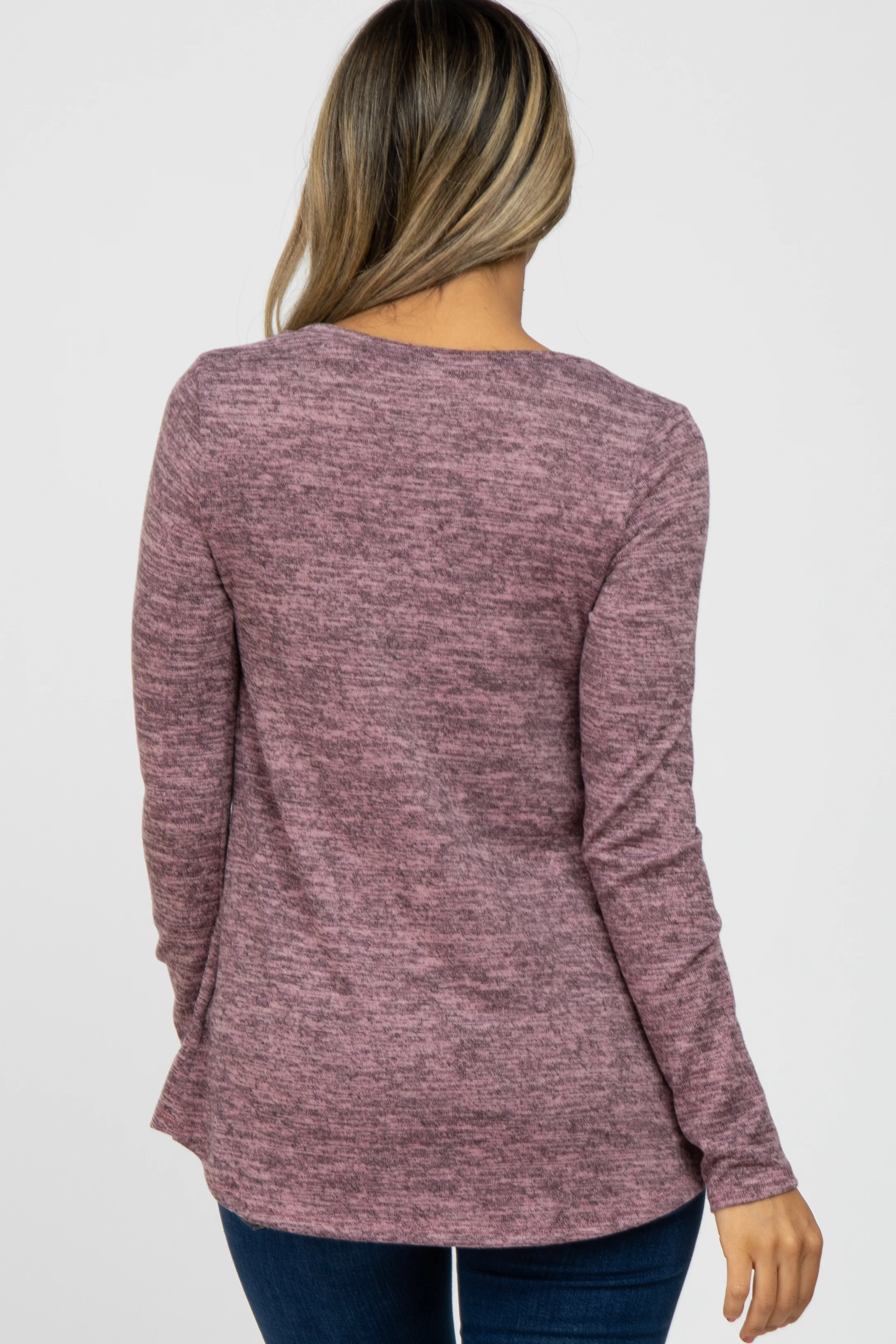 Mauve Heather Knit Layered Front Nursing Top - Image 4