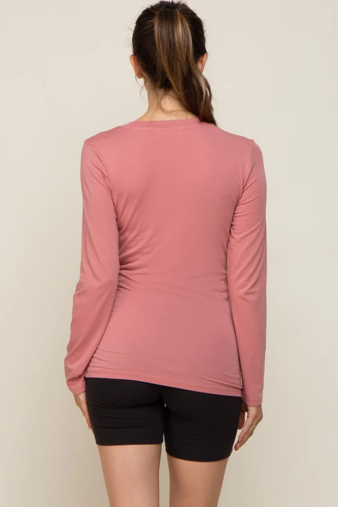 Mauve Long Sleeve Maternity Top - Image 3