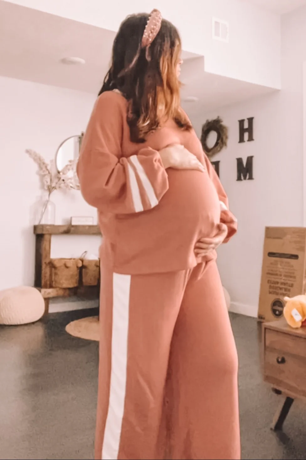 Mauve Striped Long Sleeve Maternity Set - Image 5