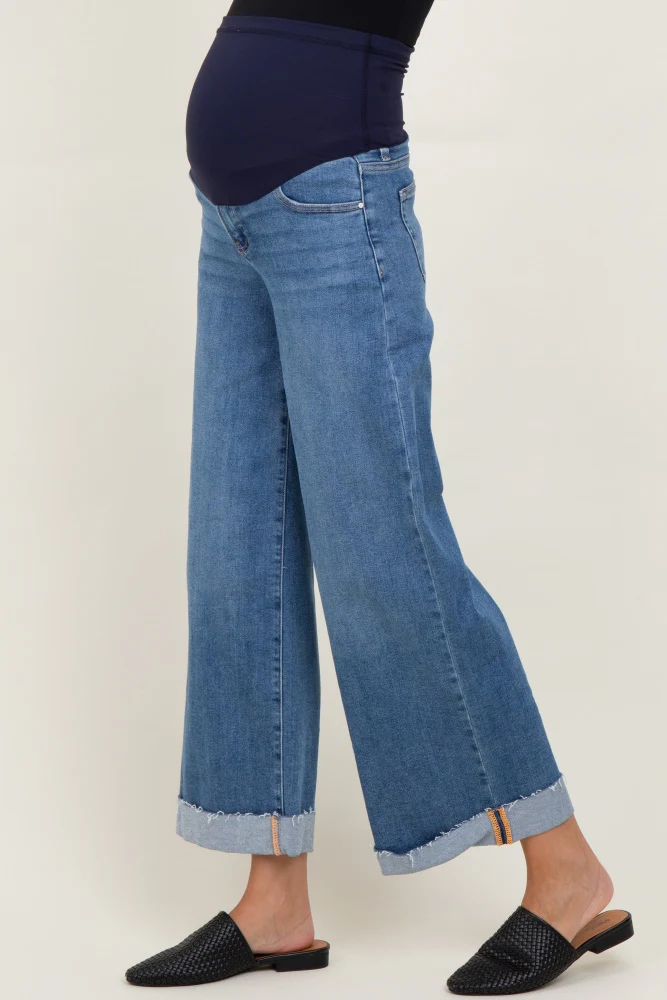 Medium Low Rise Ankle Wide Cuffed Maternity Jeans - Image 3