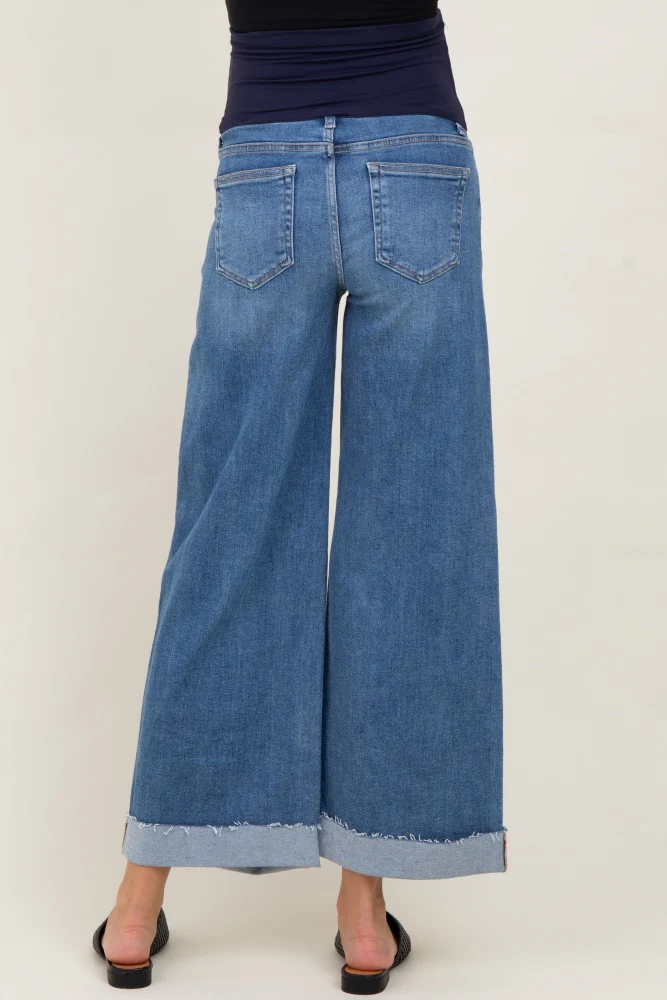 Medium Low Rise Ankle Wide Cuffed Maternity Jeans - Image 4