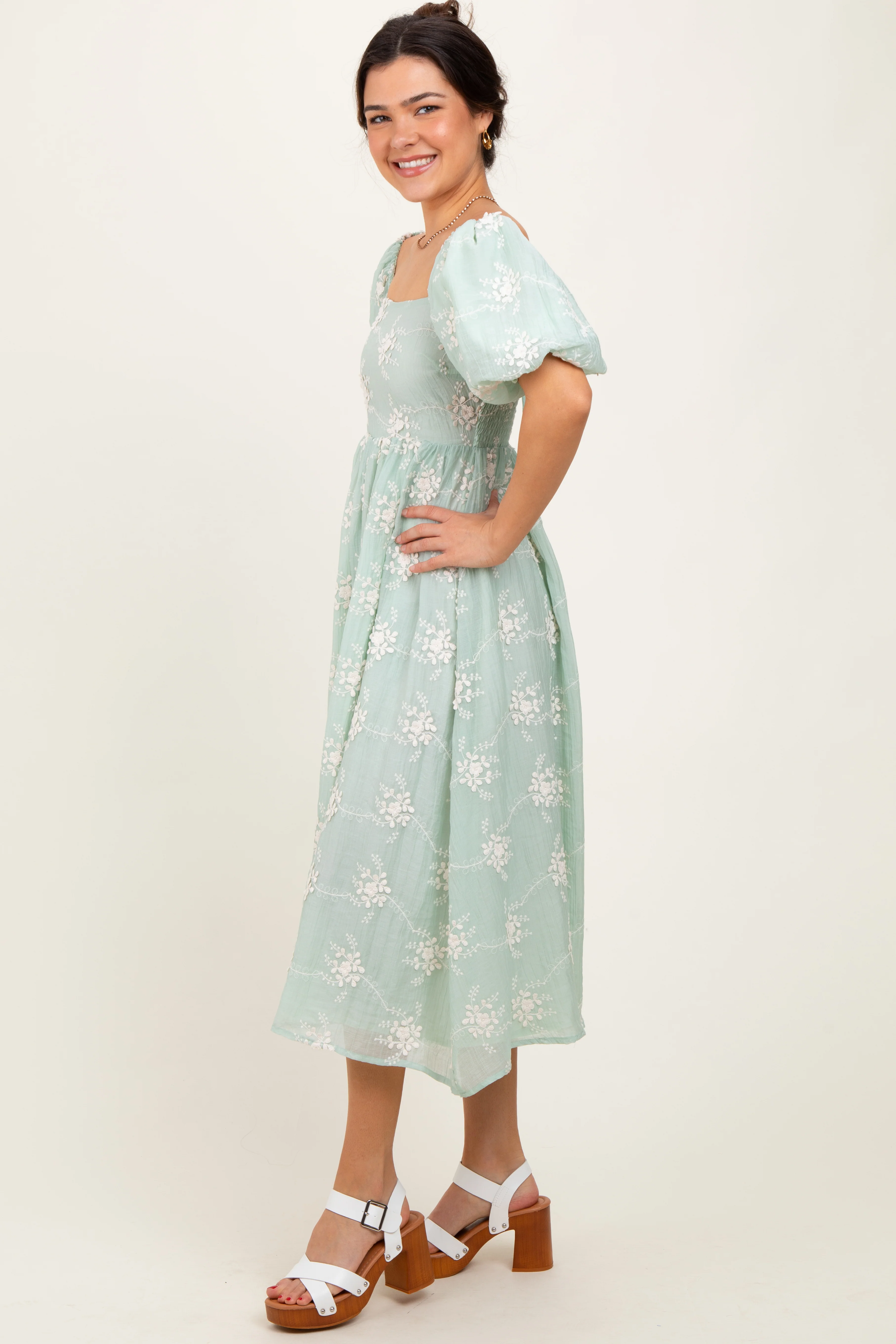 Mint Textured Midi Dress - Image 3