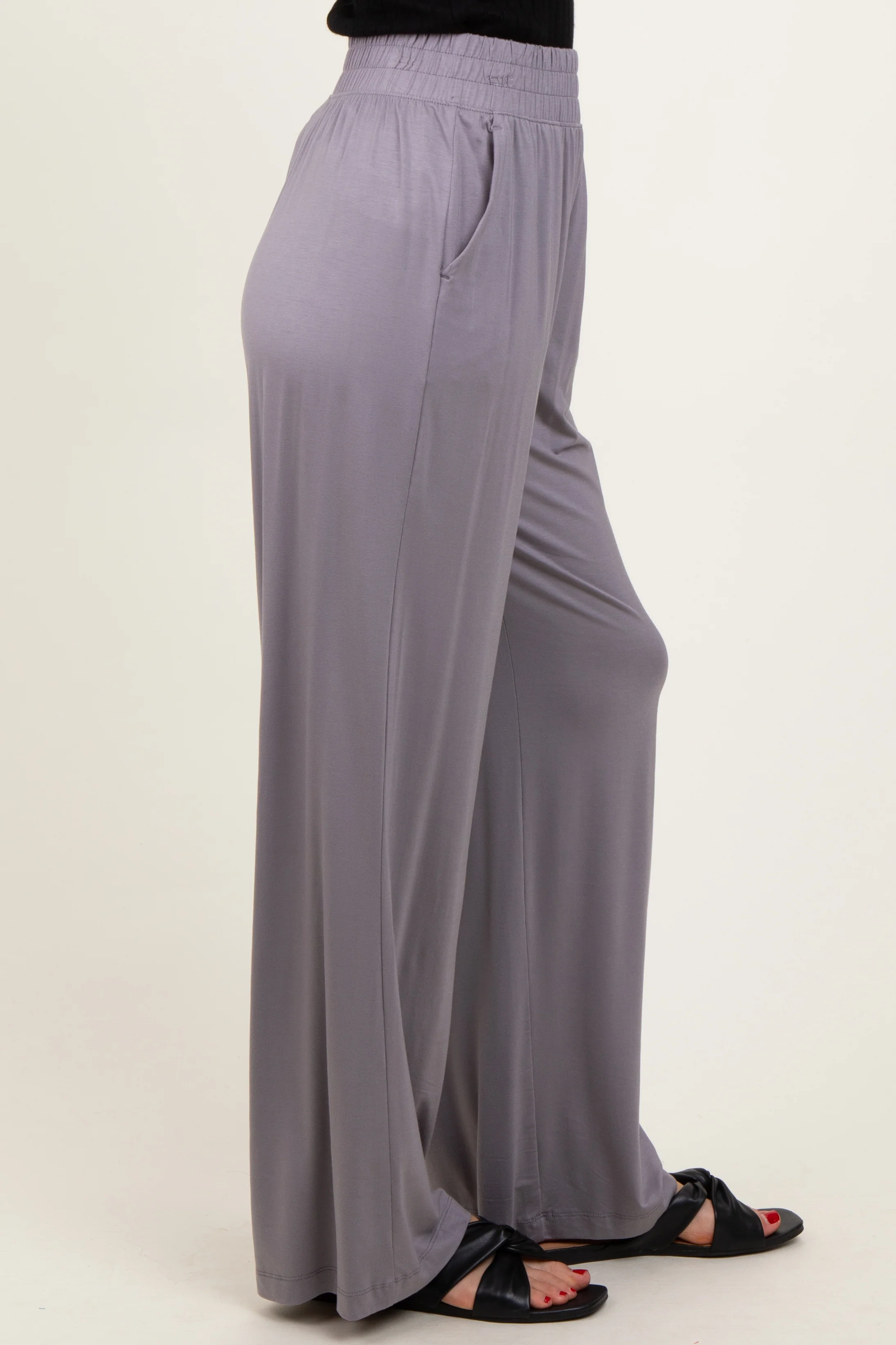 Mocha Basic Wide Leg Pocketed Pants - Image 4