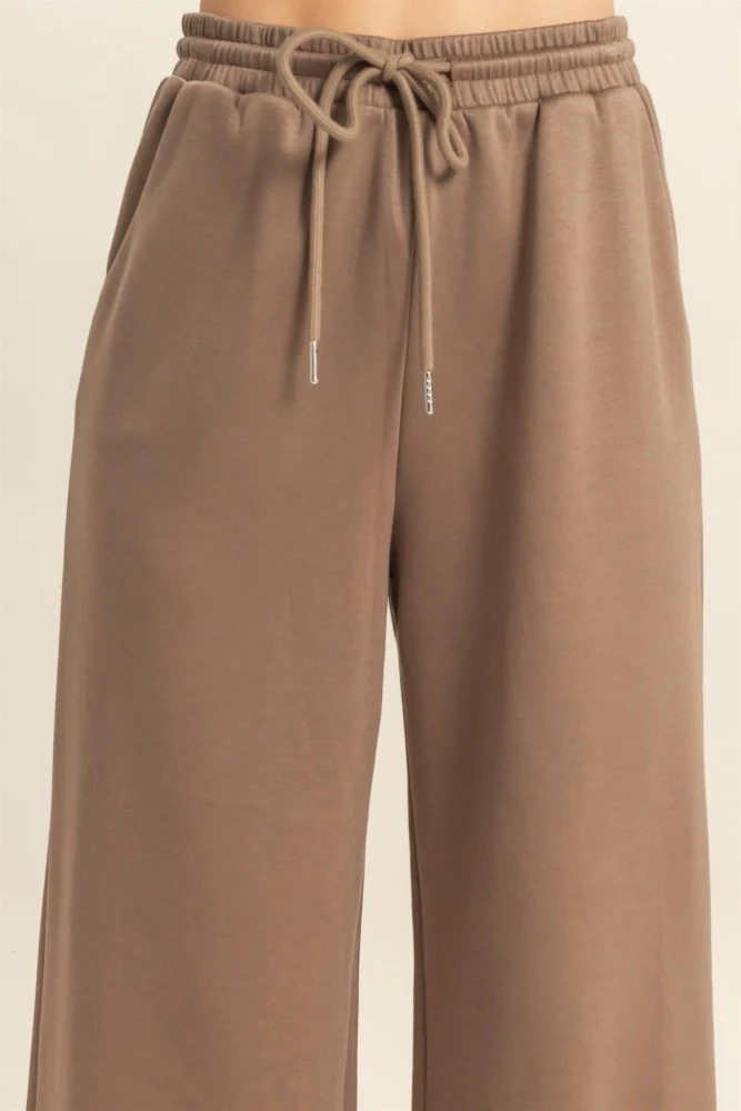 Mocha Flowy Knit Drawstring Pants - Image 5