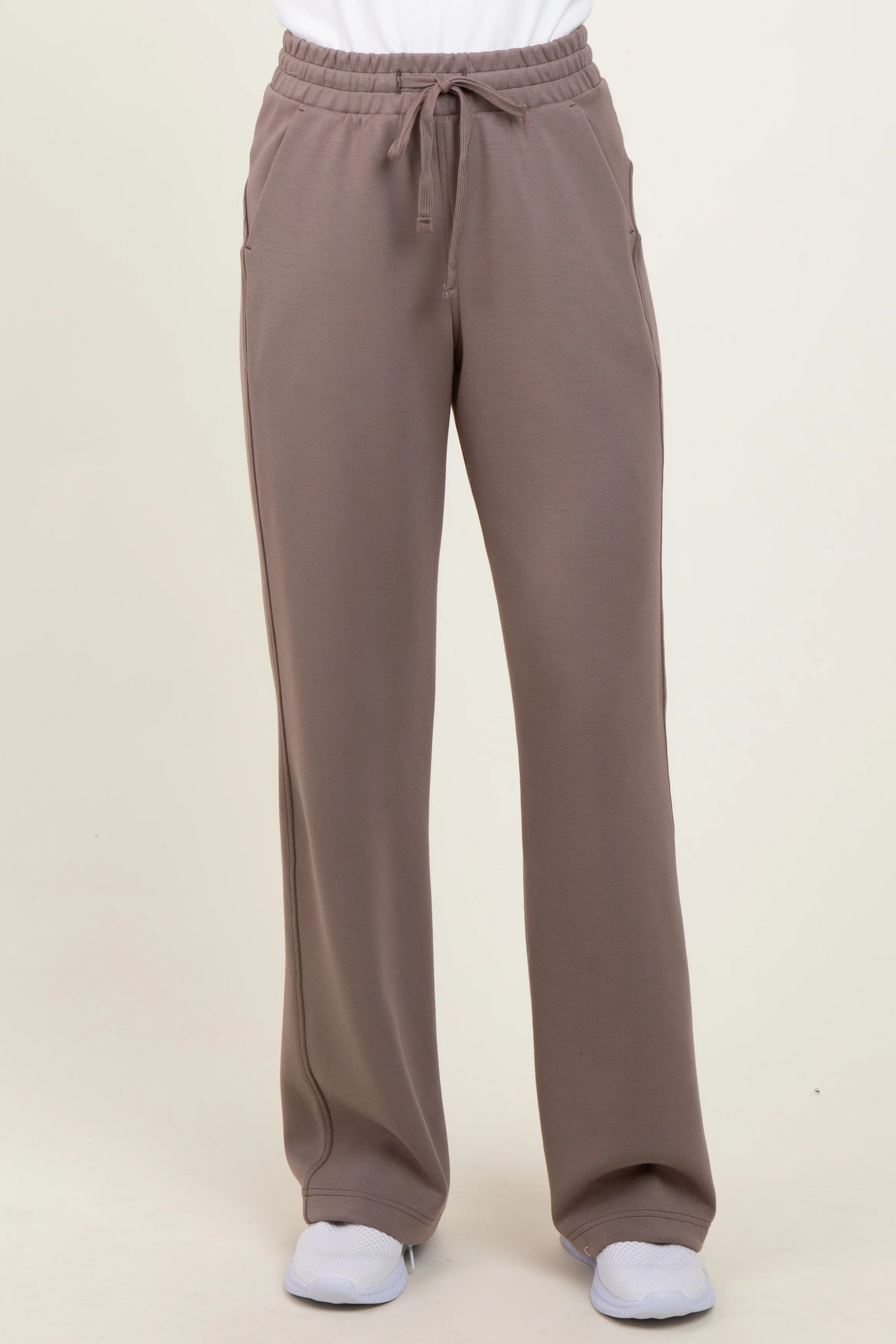 Mocha Straight Leg Drawstring Sweatpants - Image 3