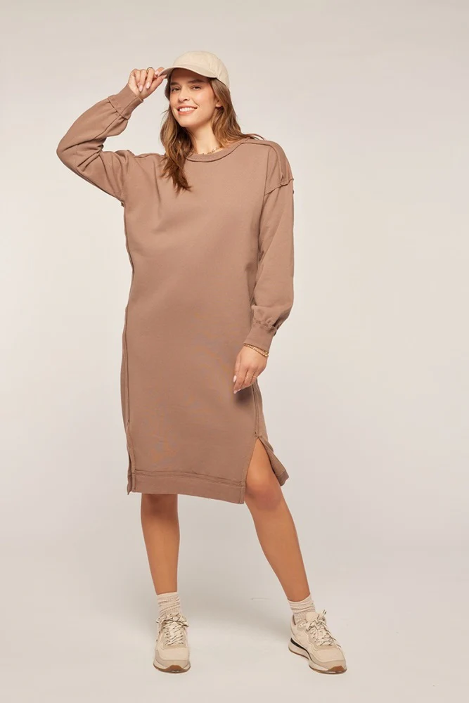 Mocha Sweatshirt Midi Dress - Image 2