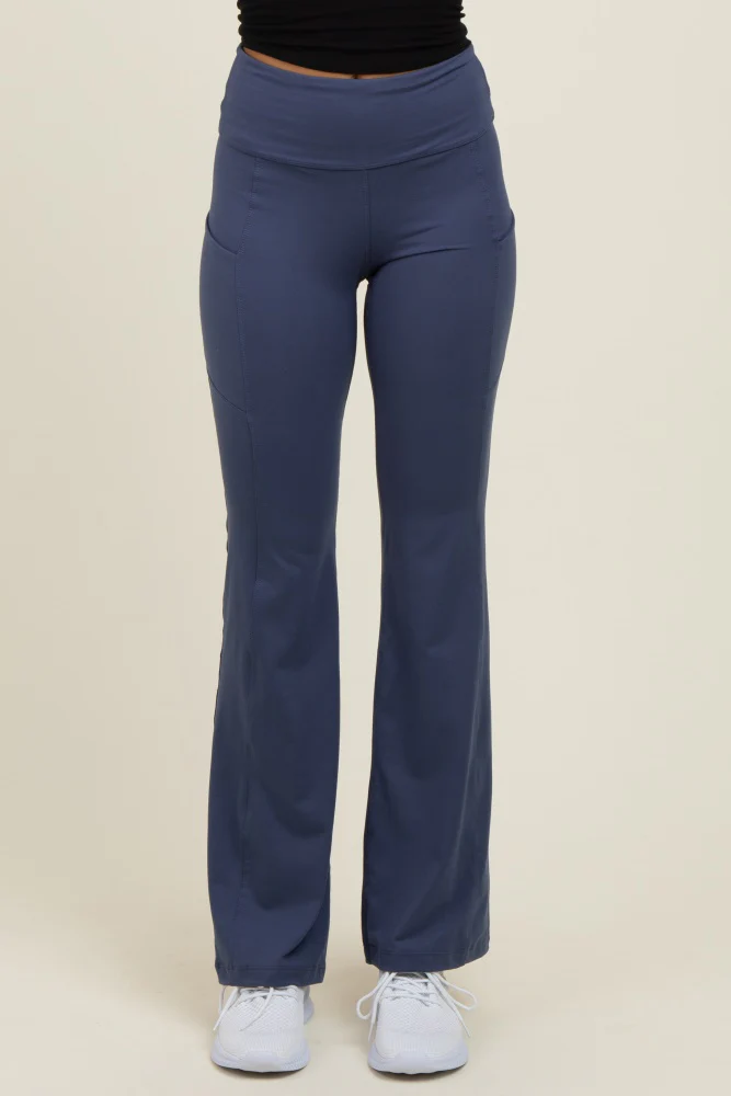 Navy Active Pocket Flared Leggings - Image 3