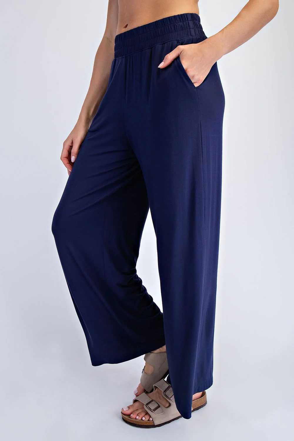 Navy Ankle Wide Leg Pants - Image 3