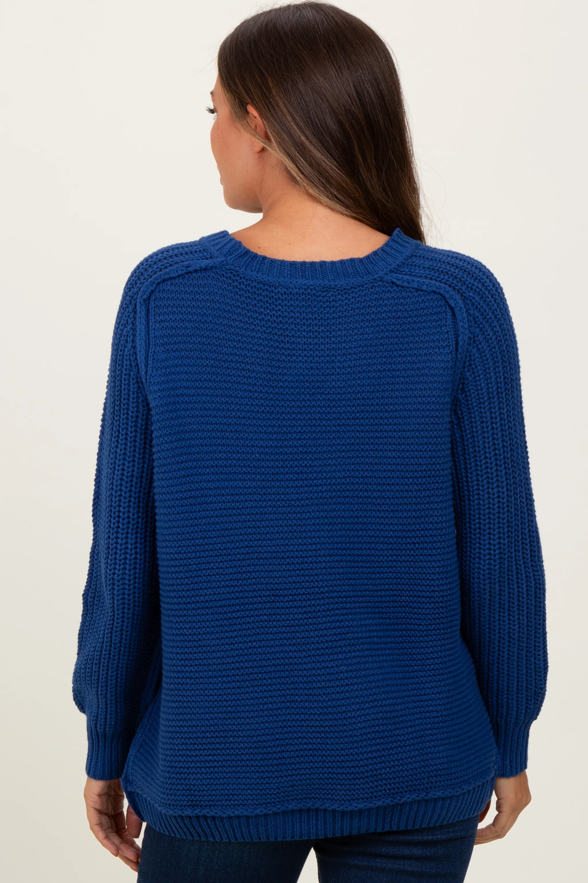 Navy Basic Chunky Knit Maternity Sweater - Image 4