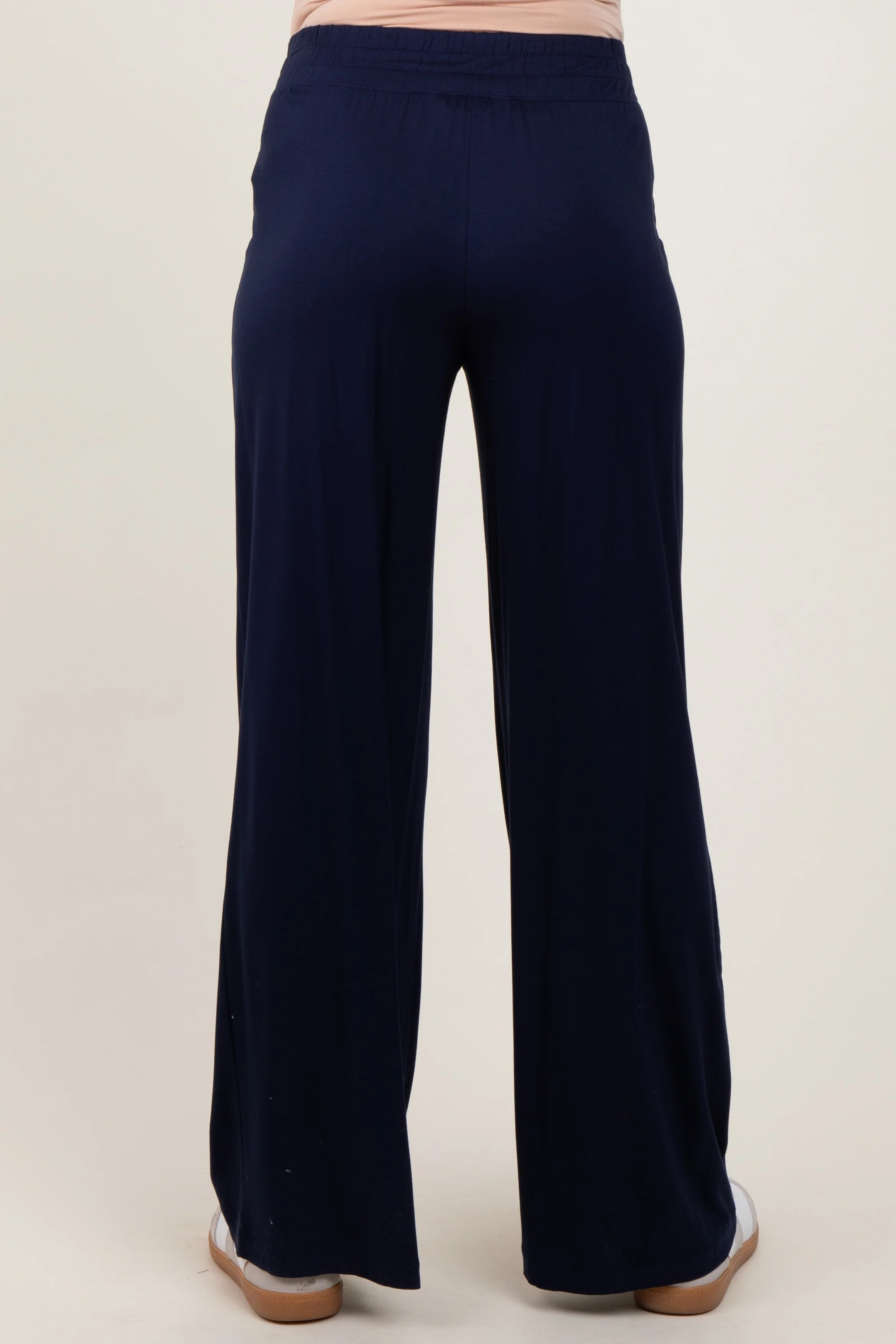 Navy Basic Wide Leg Pocketed Maternity Pants - Image 4