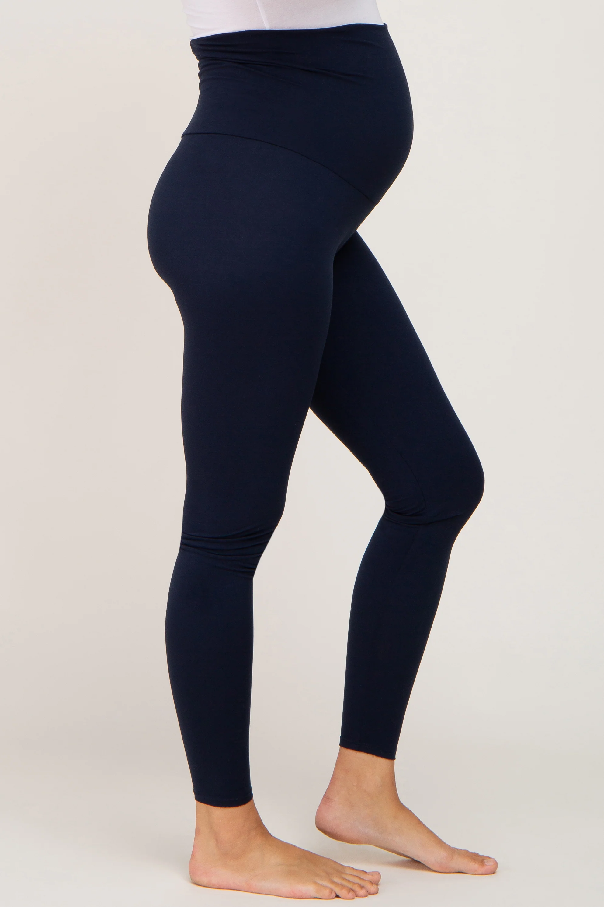 Navy Blue Basic Maternity Leggings - Image 3
