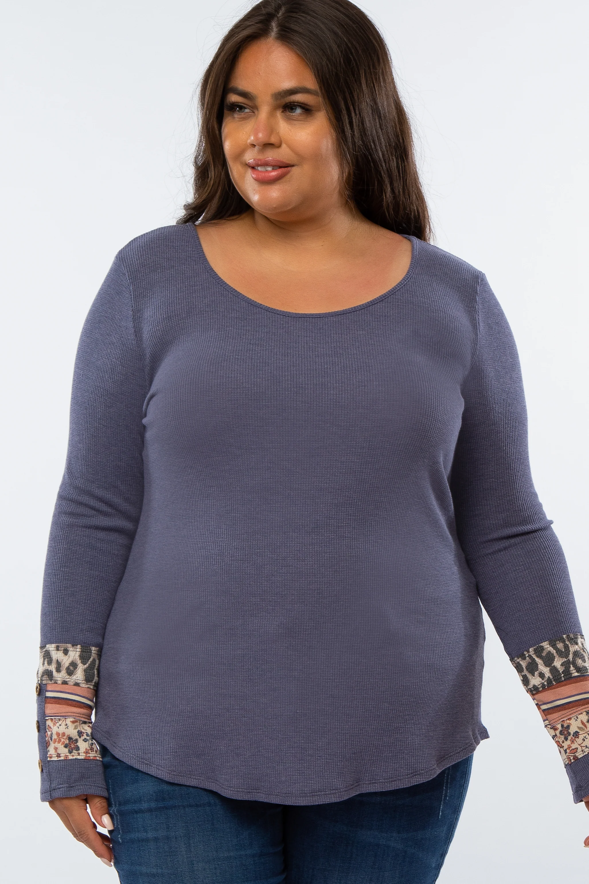 Navy Colorblock Sleeve Maternity Plus Top - Image 5