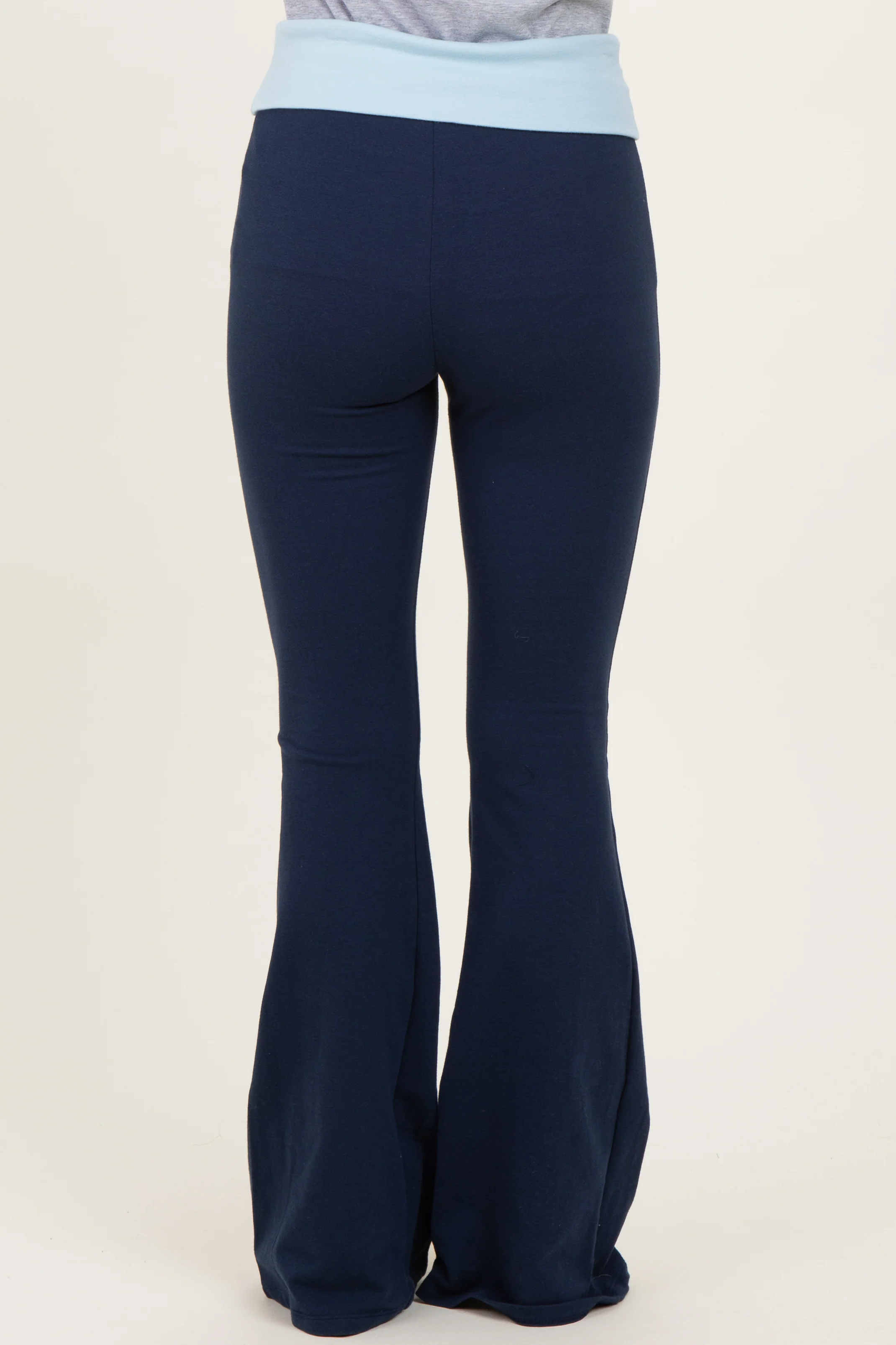 Navy Contrast Waistband Flared Lounge Pants - Image 4