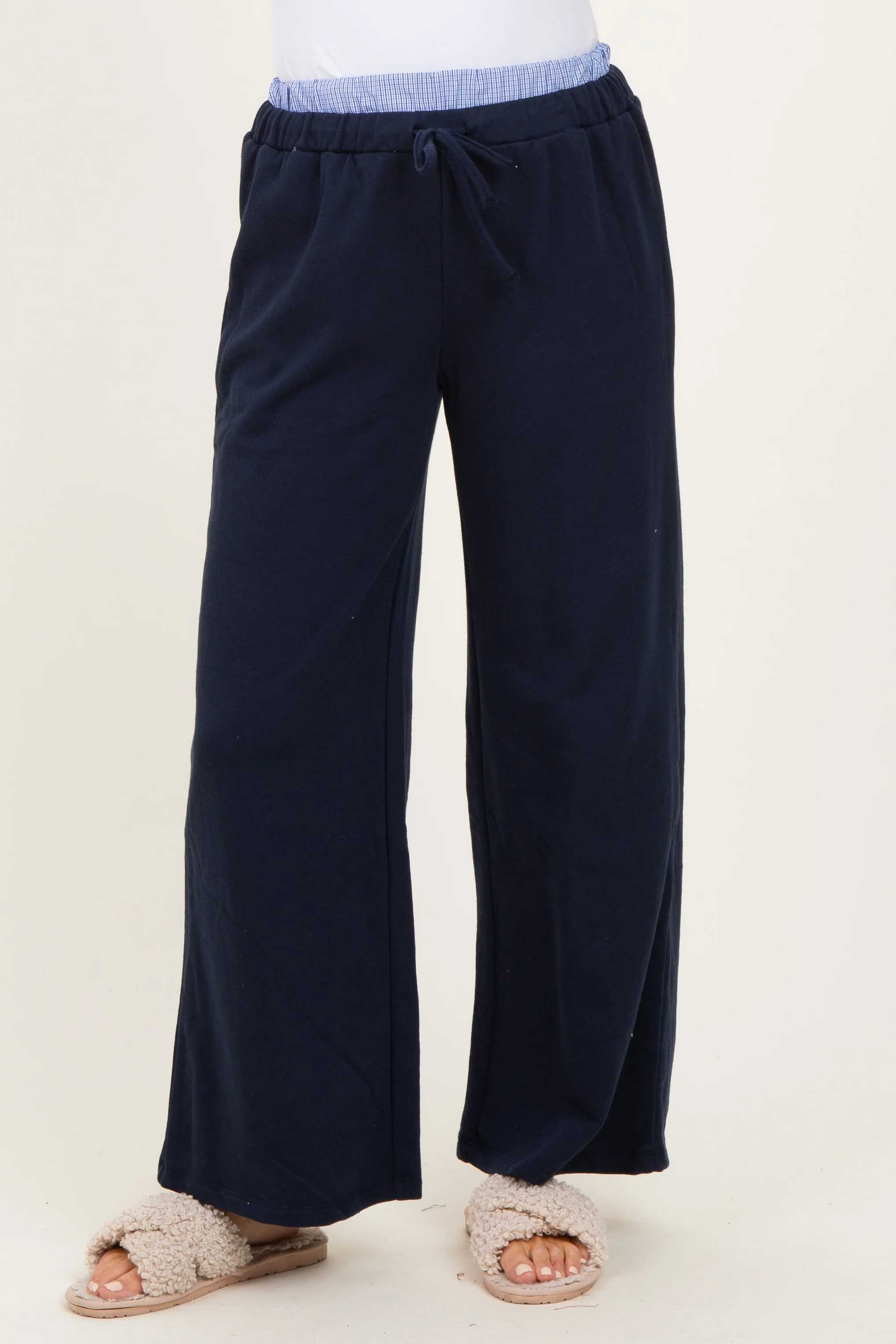 Navy Contrast Waistband Lounge Pants - Image 3