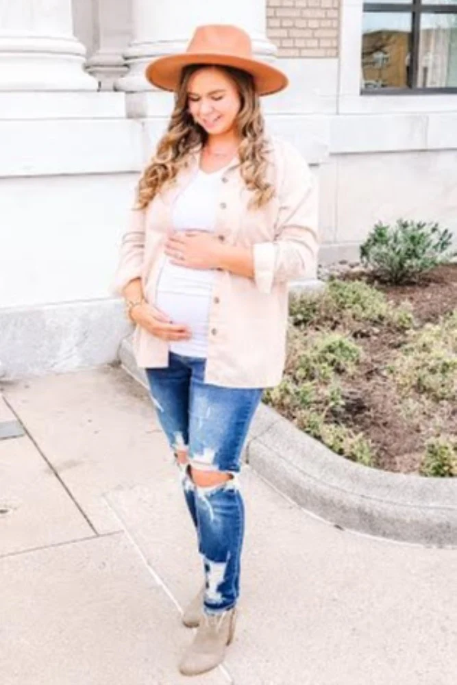 Navy Distressed Raw Cut Maternity Skinny Jeans - Image 7