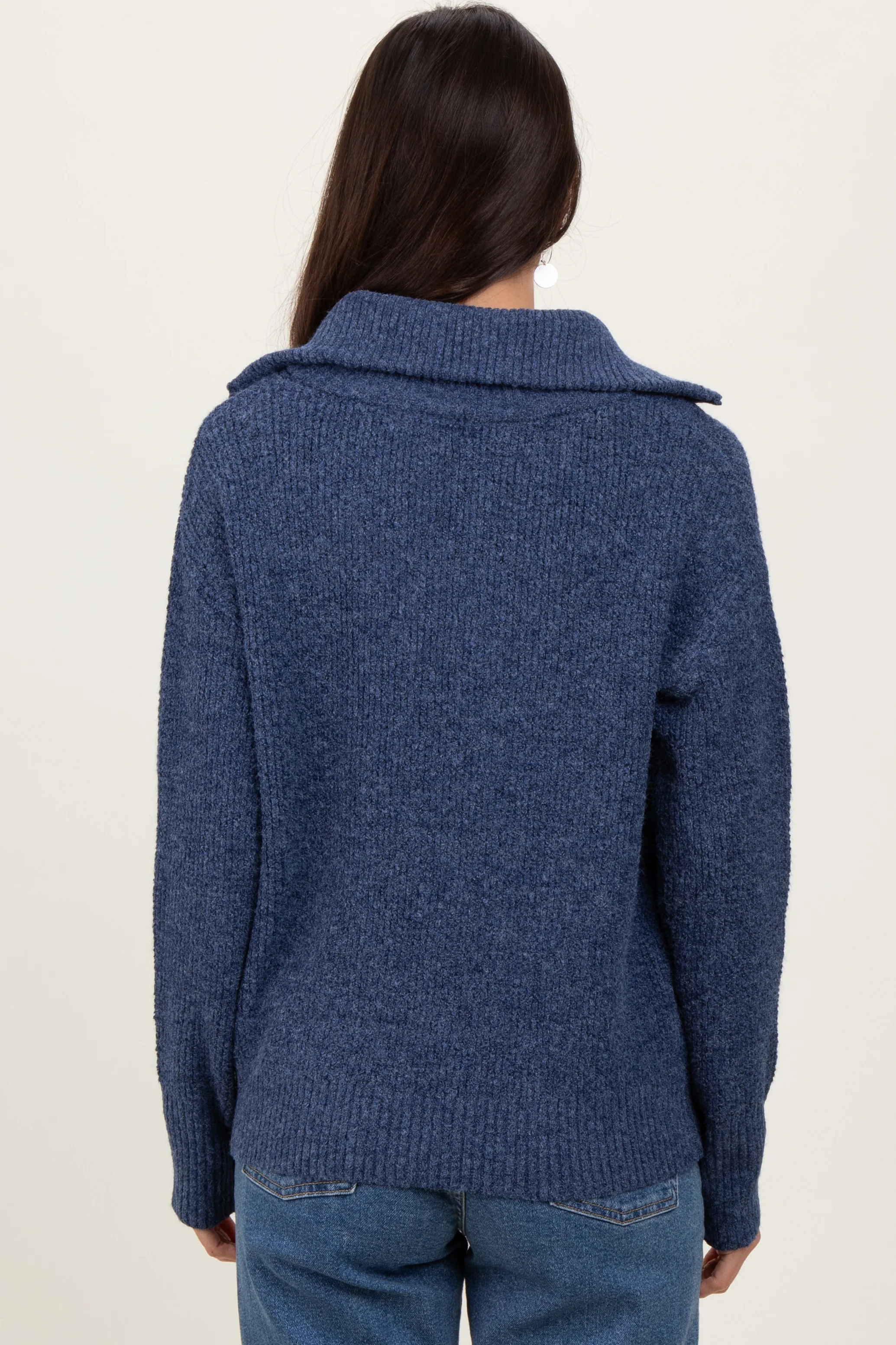 Navy Half Zip Pullover Sweater - Image 4