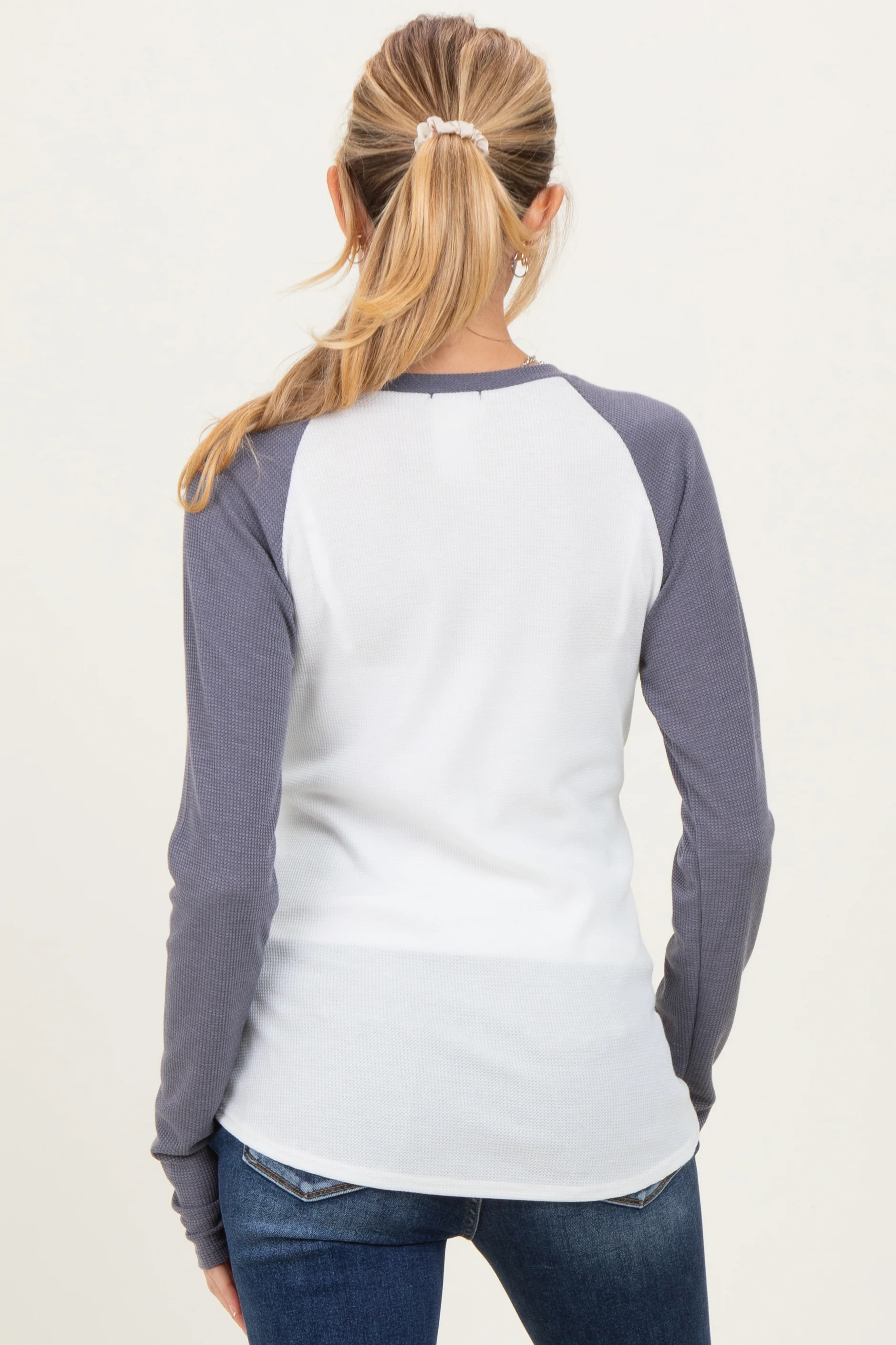 Navy Raglan Long Sleeve Maternity T-Shirt - Image 4