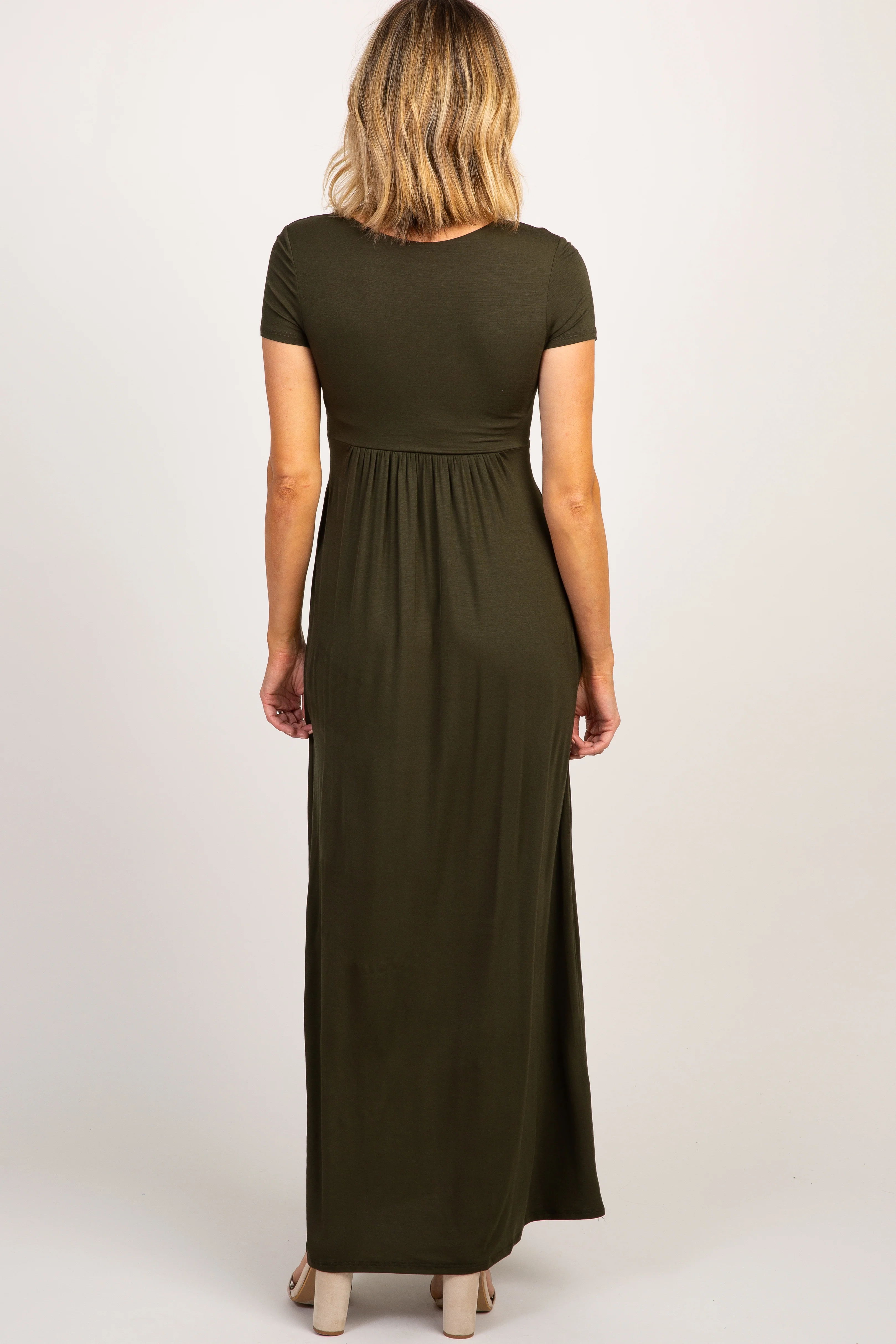 Olive Draped Maxi Dress - Image 3