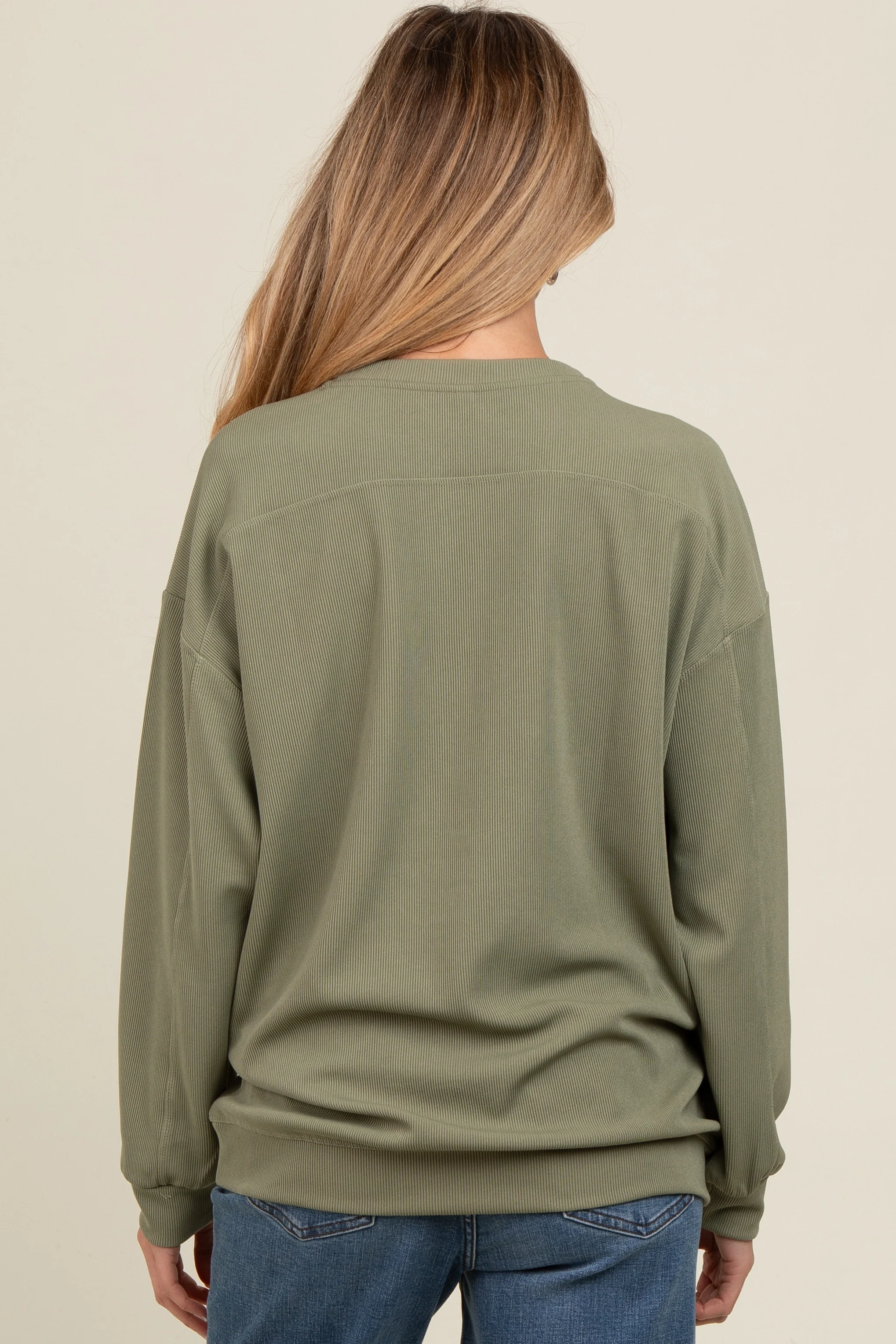 Olive Drop Shoulder Maternity Sweatshirt - Image 3